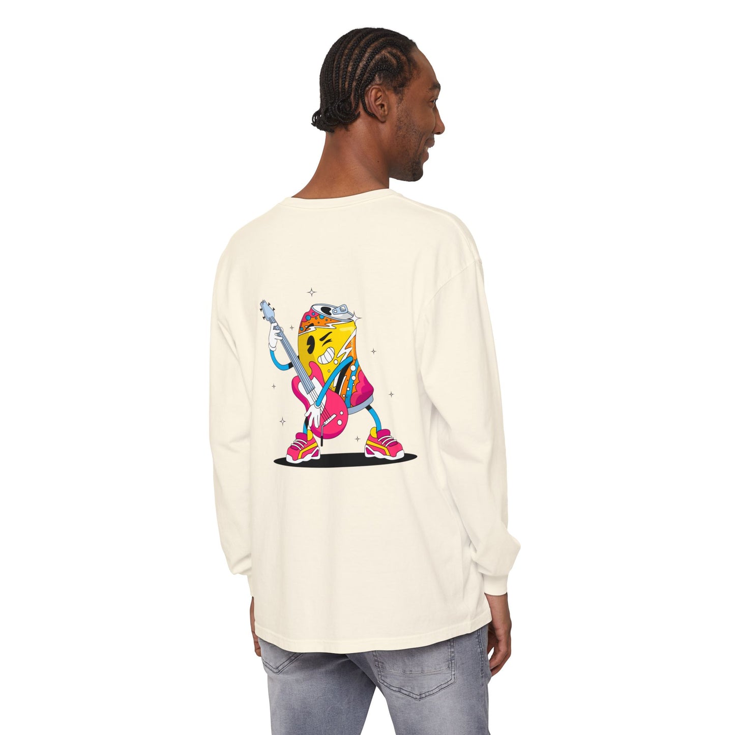 Rock Star Long Sleeve Tee, Garment-Dyed Shirt for Music Lovers, Streetwear, Concert Casual, Unique Gift Idea