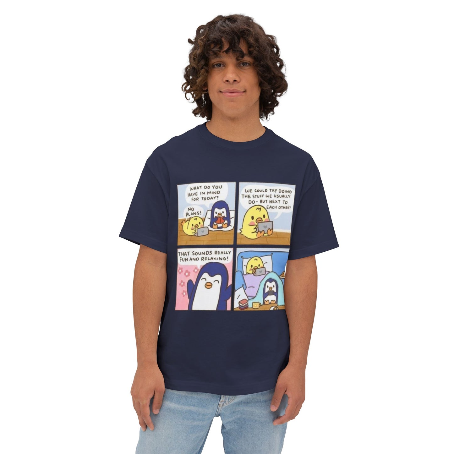 Cute Penguin Graphic Tee, Funny Animal Oversized T-Shirt, Cartoon Lovers Gift, Casual Summer Wear, Cozy Lounge Top