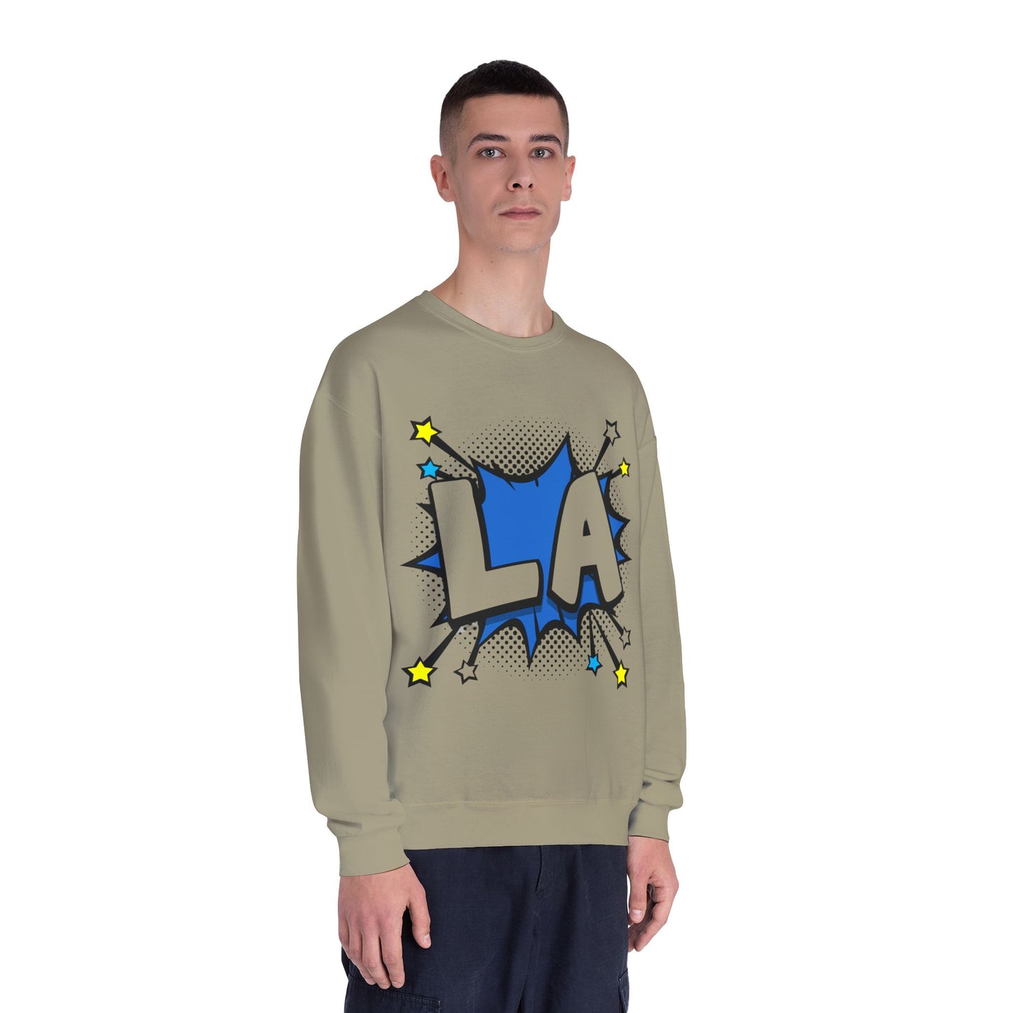 Cool LA Comic Style Crewneck Sweatshirt, Graphic Sweater, Gift for Him, Her, Casual Wear