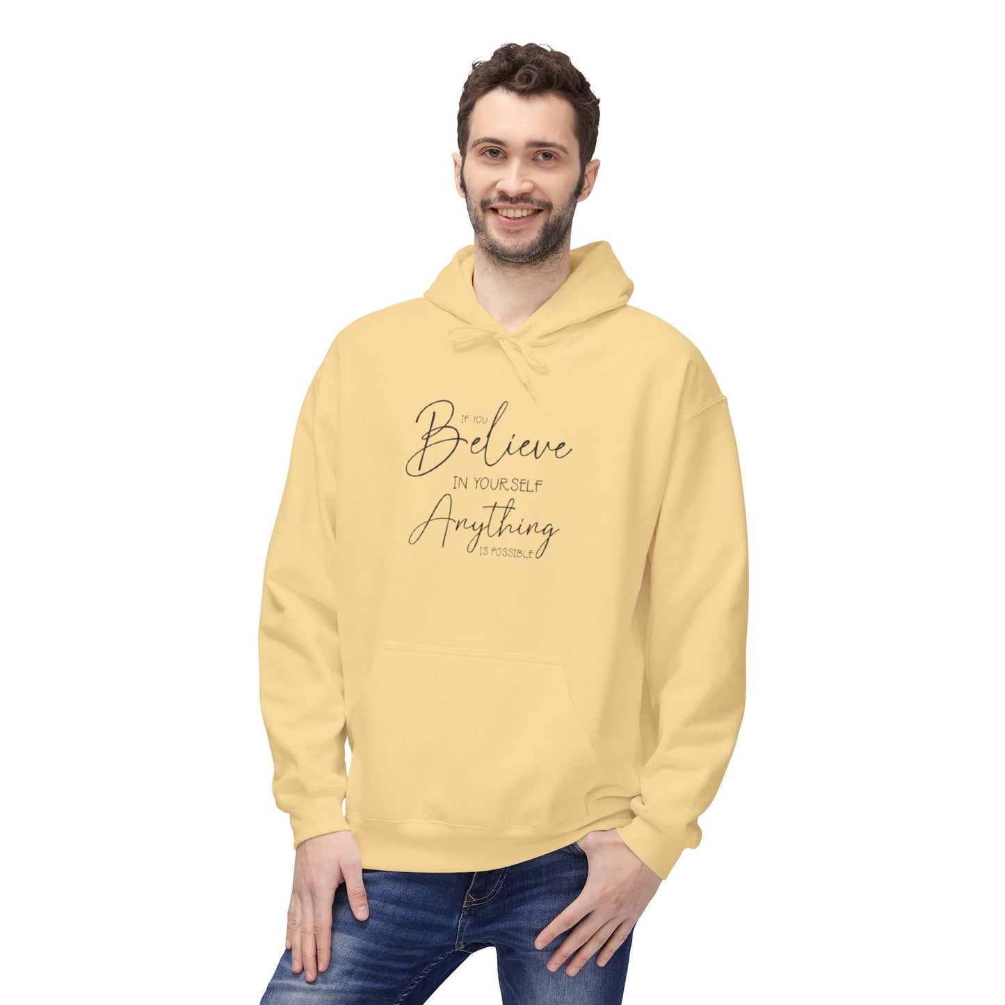 Believe Hoodie - Inspirational Fleece Sweatshirt for Men & Women, Cozy Gift, Motivation Apparel, Everyday Comfort