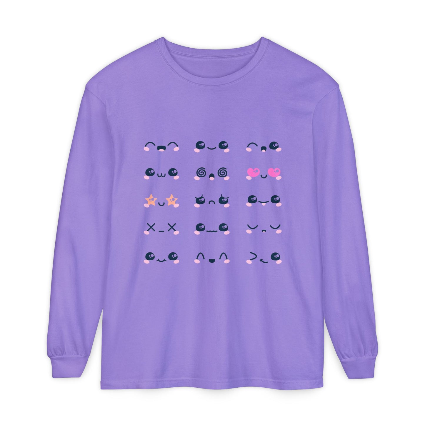 Cute Emojis Long Sleeve T-Shirt, Casual Wear, Gift for Friends, Cute Long Sleeve, Everyday Style, Graphic Tee