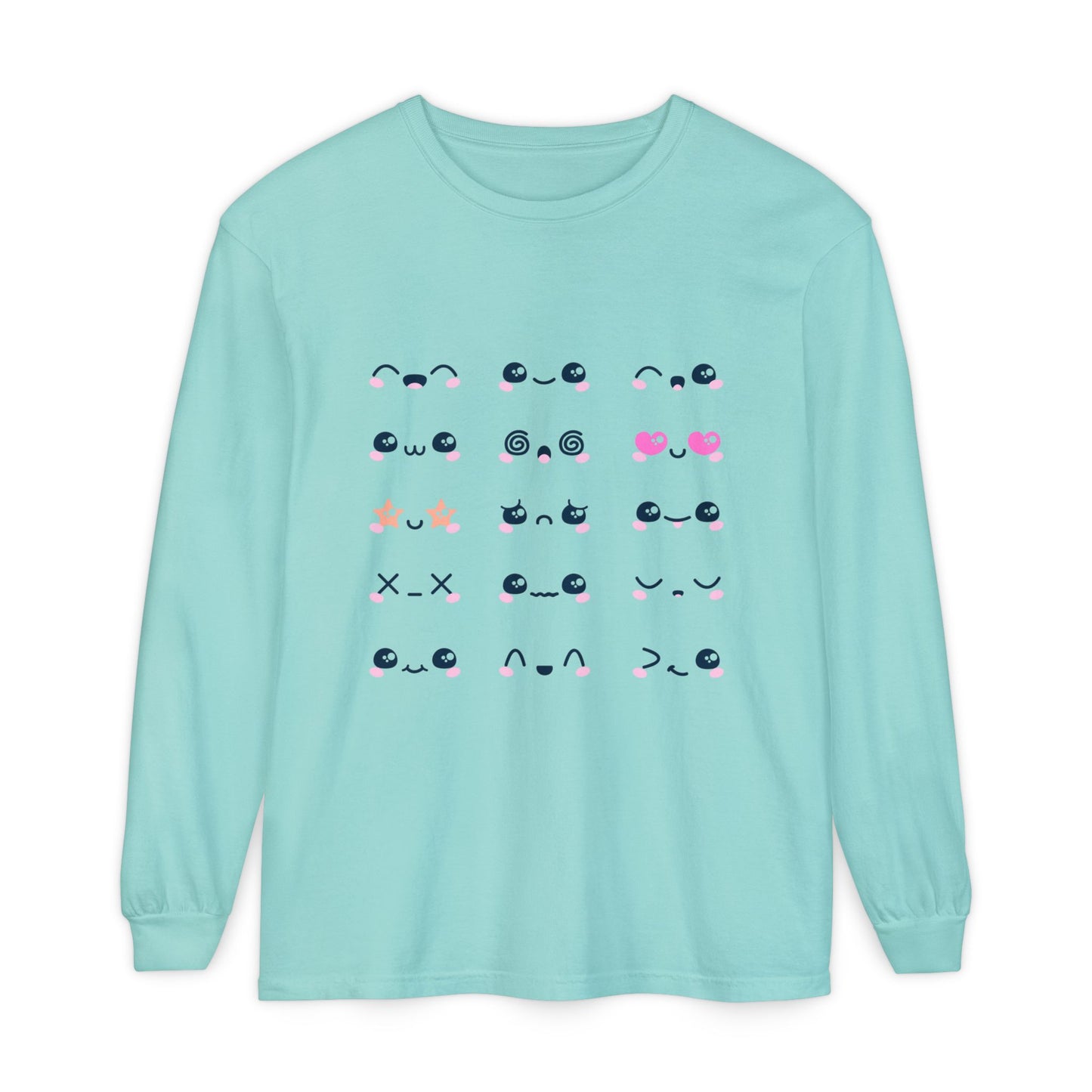 Cute Emojis Long Sleeve T-Shirt, Casual Wear, Gift for Friends, Cute Long Sleeve, Everyday Style, Graphic Tee