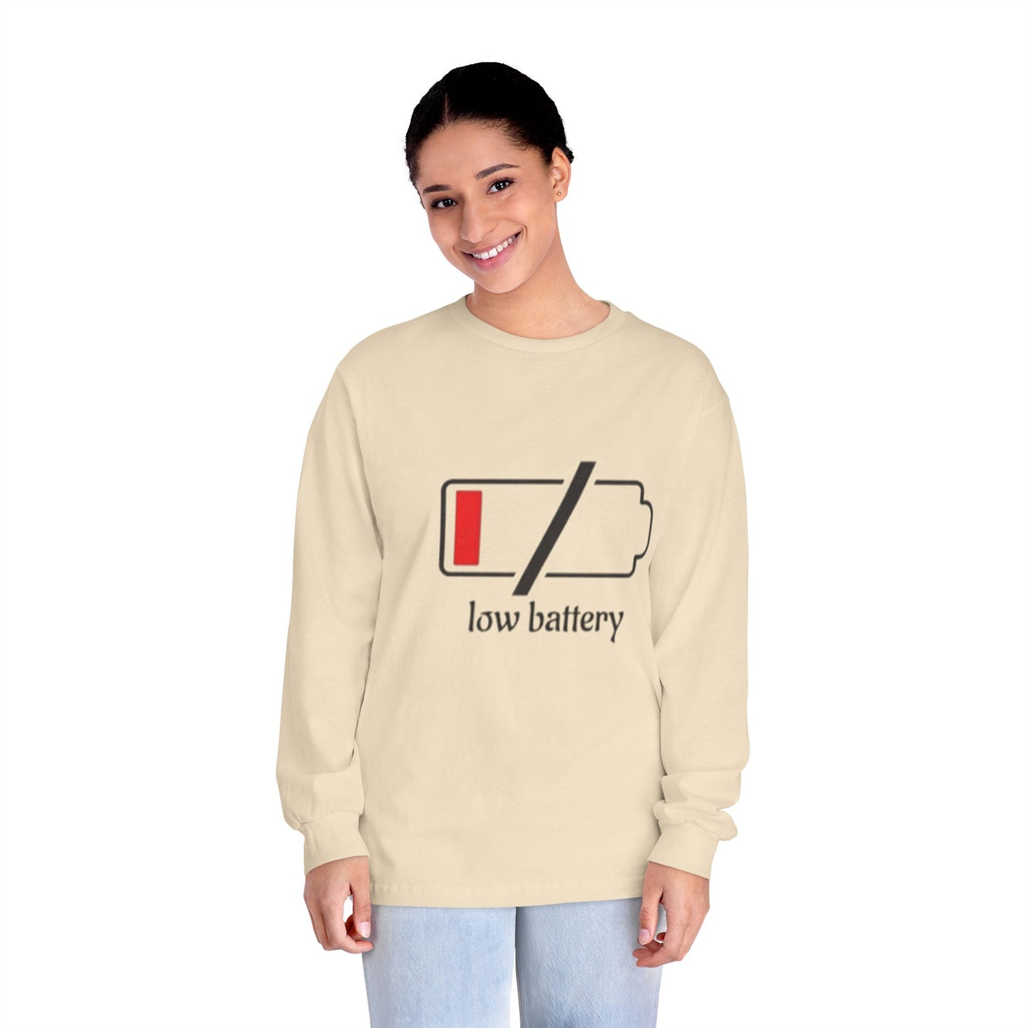 Low Battery Long Sleeve T-Shirt | Funny Tech Shirt | Perfect Gift for Gamers | Casual Wear | Comfortable Everyday Tee