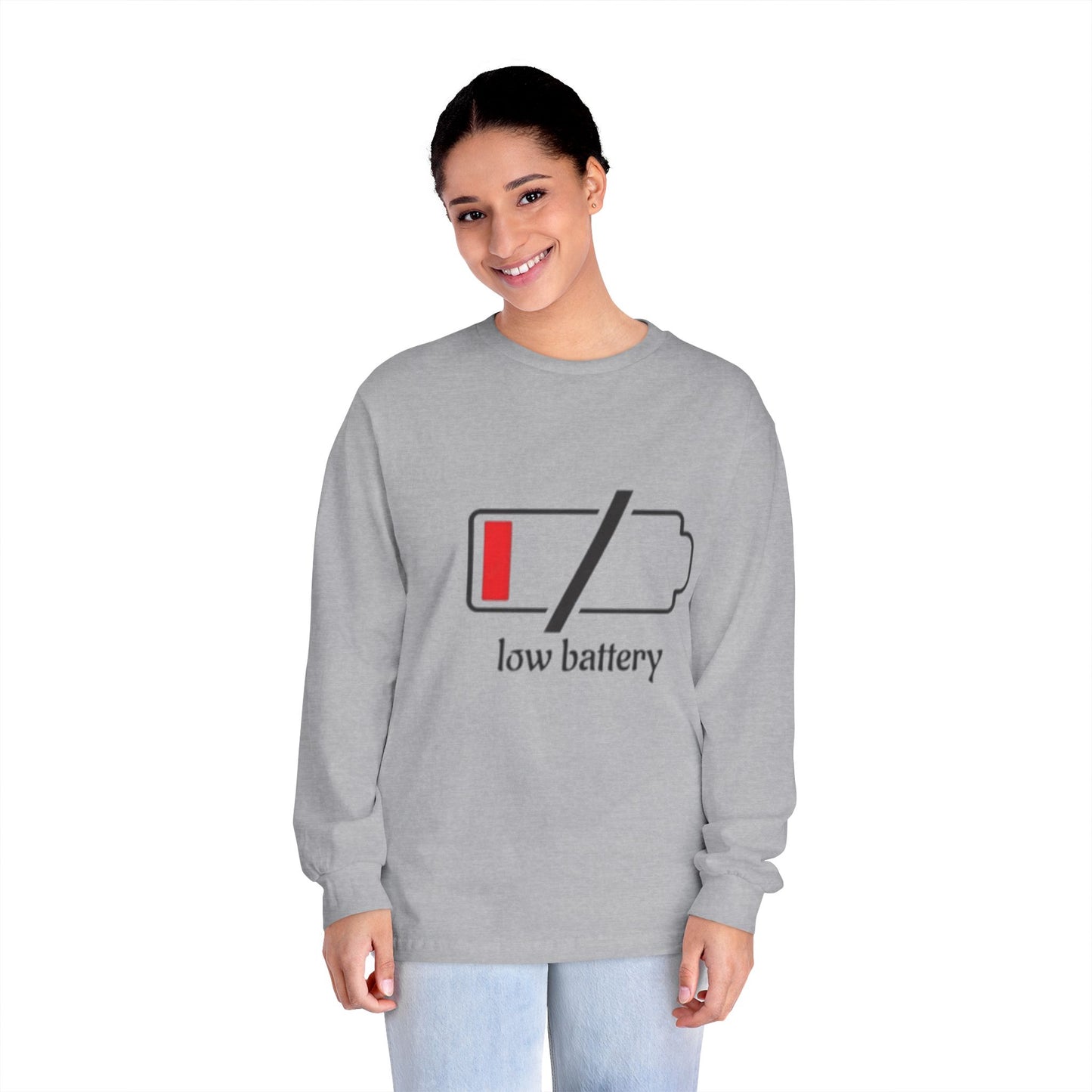 Low Battery Long Sleeve T-Shirt | Funny Tech Shirt | Perfect Gift for Gamers | Casual Wear | Comfortable Everyday Tee
