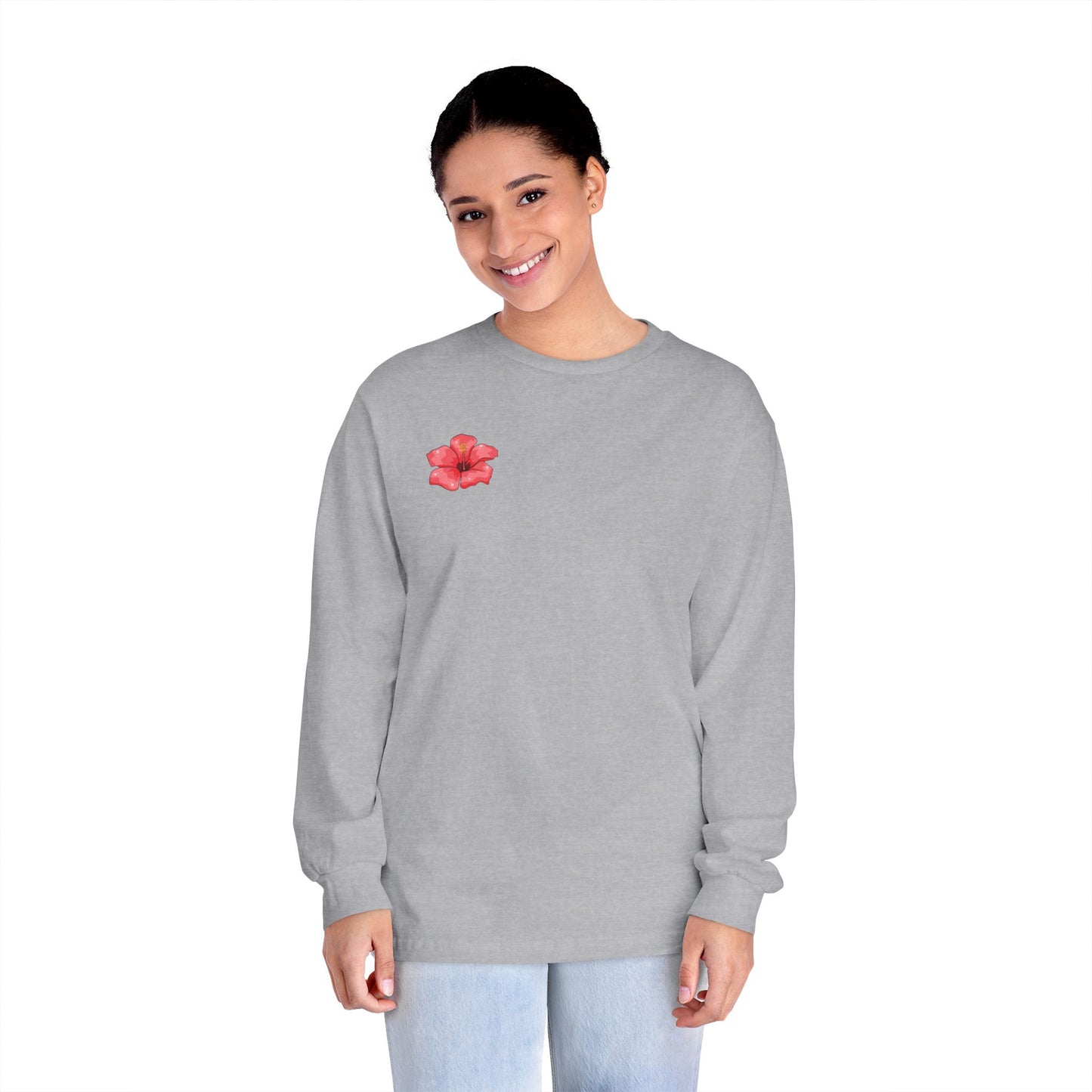 Hibiscus Floral Long Sleeve T-Shirt, Tee, Casual Wear, Beach Vacation, Gift for Her, Spring Fashion
