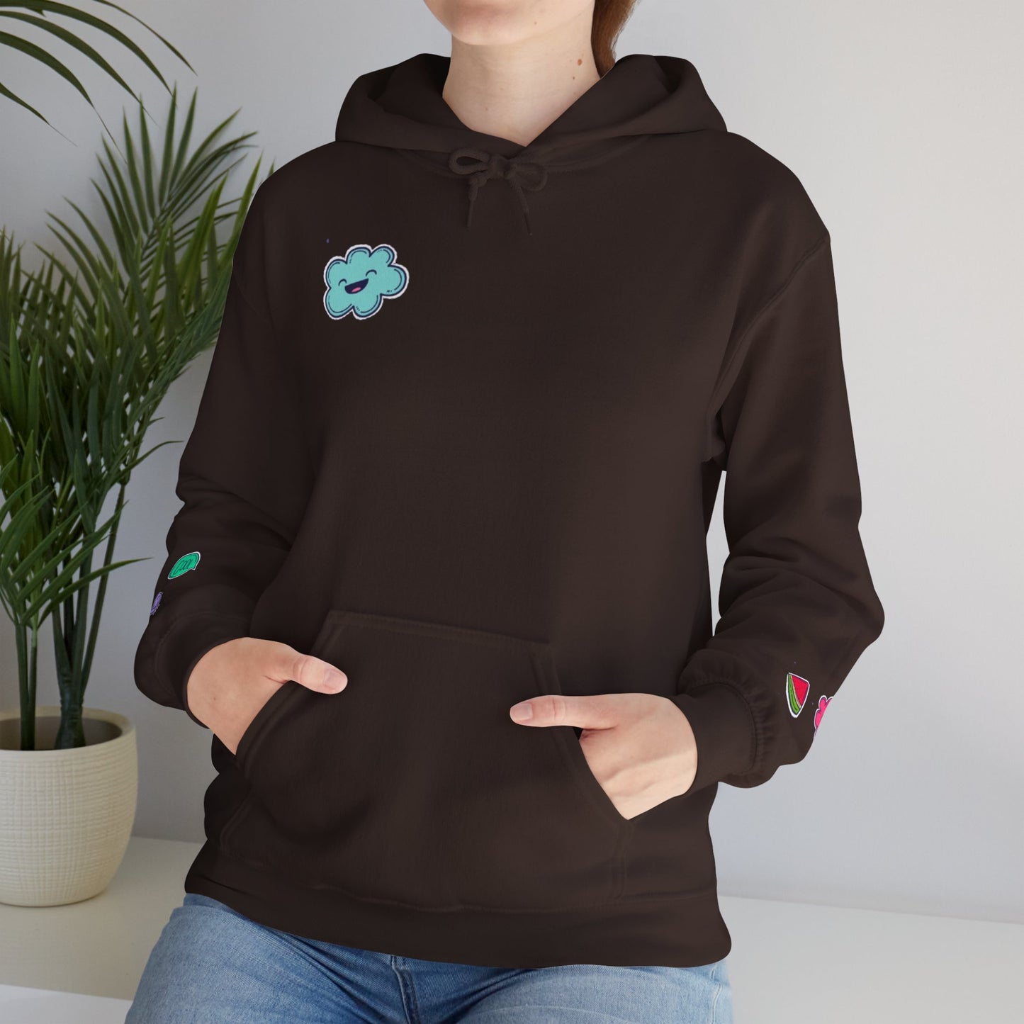Cute Illustrated Hoodie with Flowers, Sweatshirt for Spring, Funny Cloud Design, Gift for Teens, Cozy Casual Wear