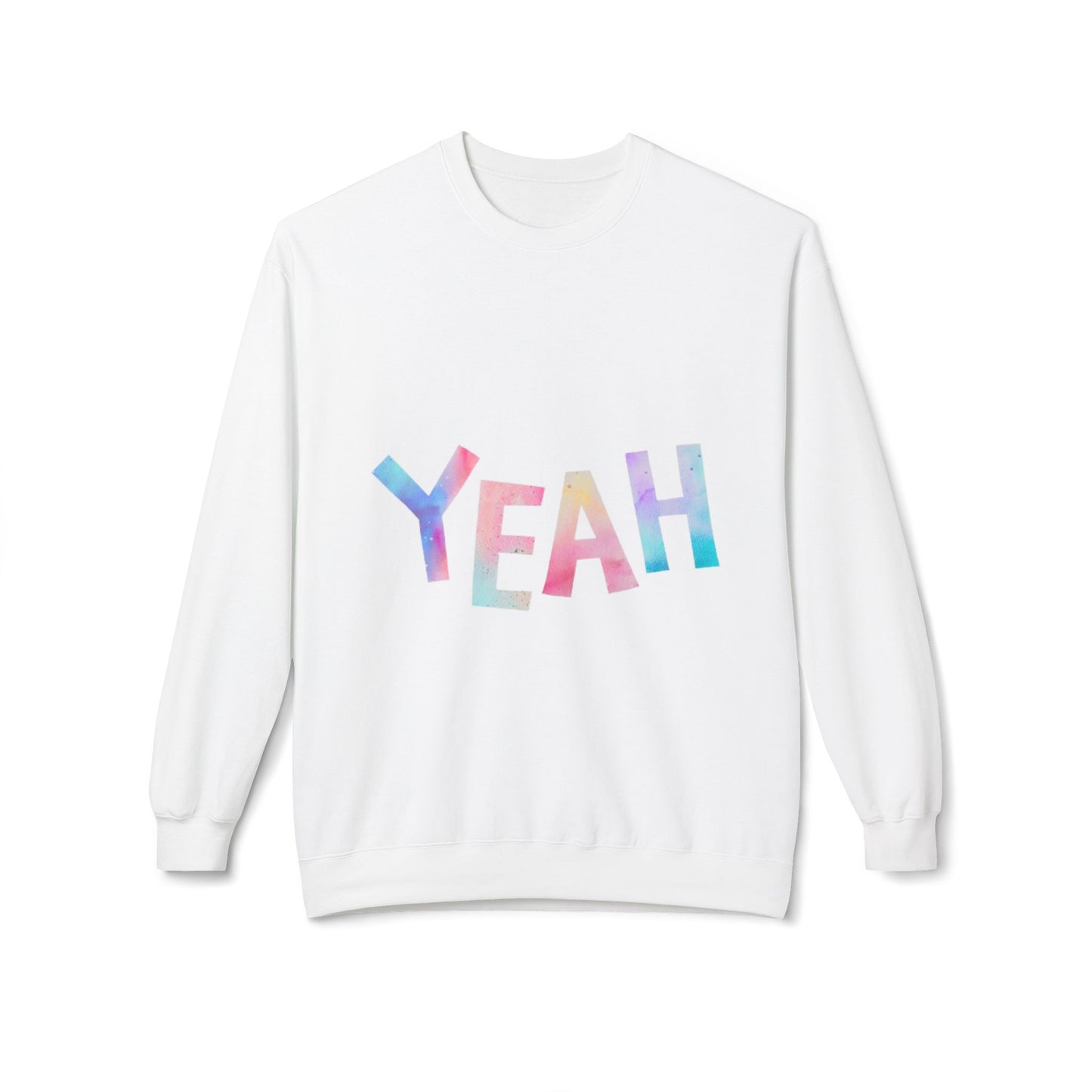 Colorful 'YEAH' Crewneck Sweatshirt, Sweatshirt, Inspirational Gift, Cozy Fleece, Casual Wear, Everyday Comfort
