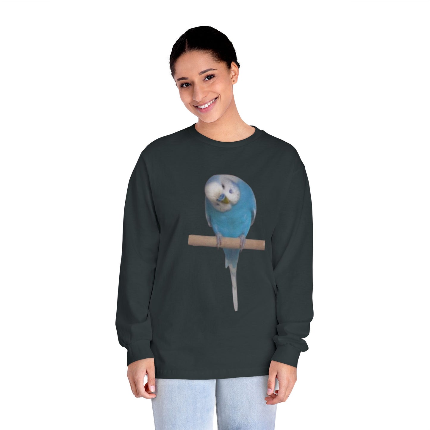 Funny Parrot Long Sleeve T-Shirt, Bird Lover's Gift, Tee for Animal Enthusiasts, Cute Graphic Tee, Casual Wear