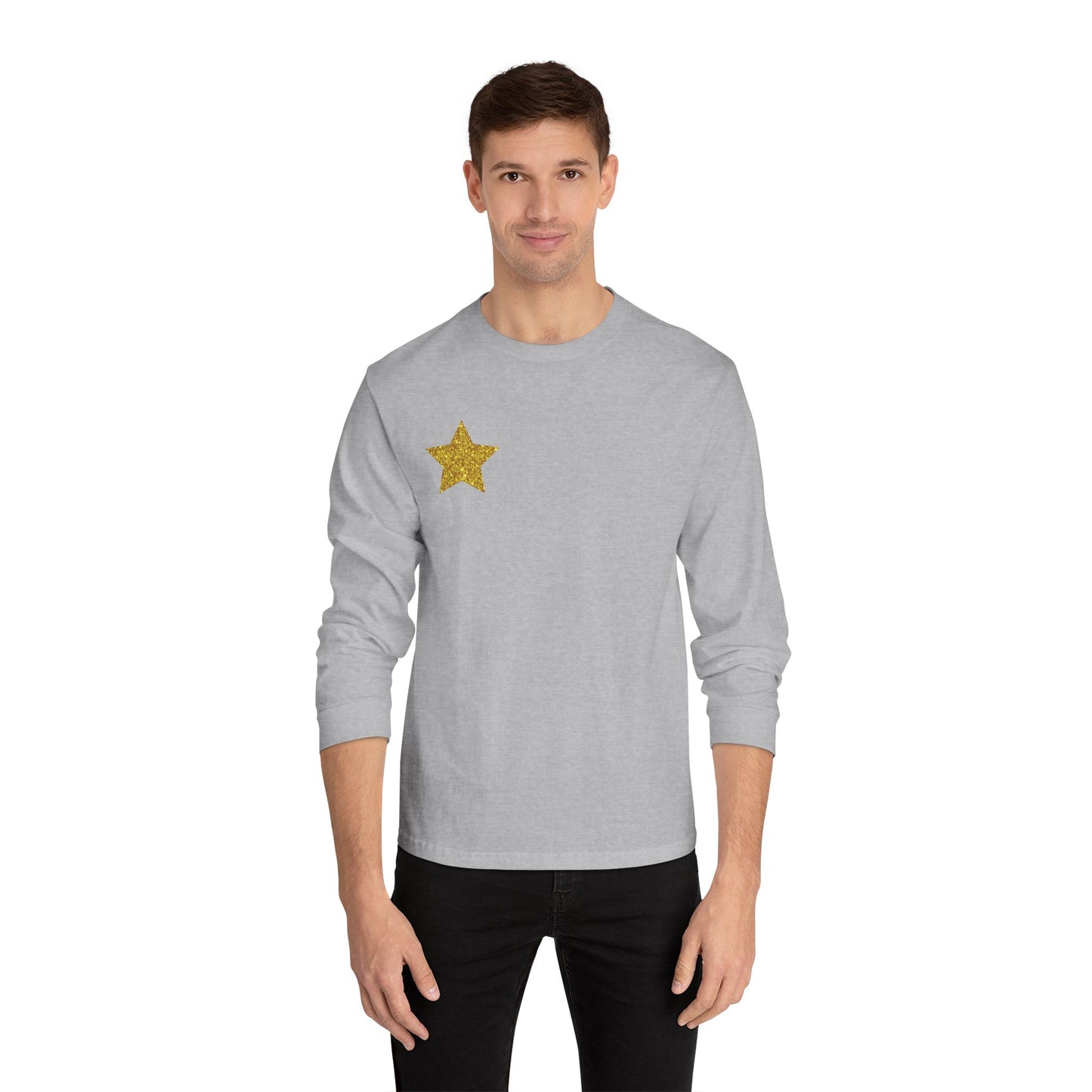 Golden Star Long Sleeve T-Shirt, Casual Shirt, Gift for Her, Holiday Apparel, Everyday Wear, Comfortable Style