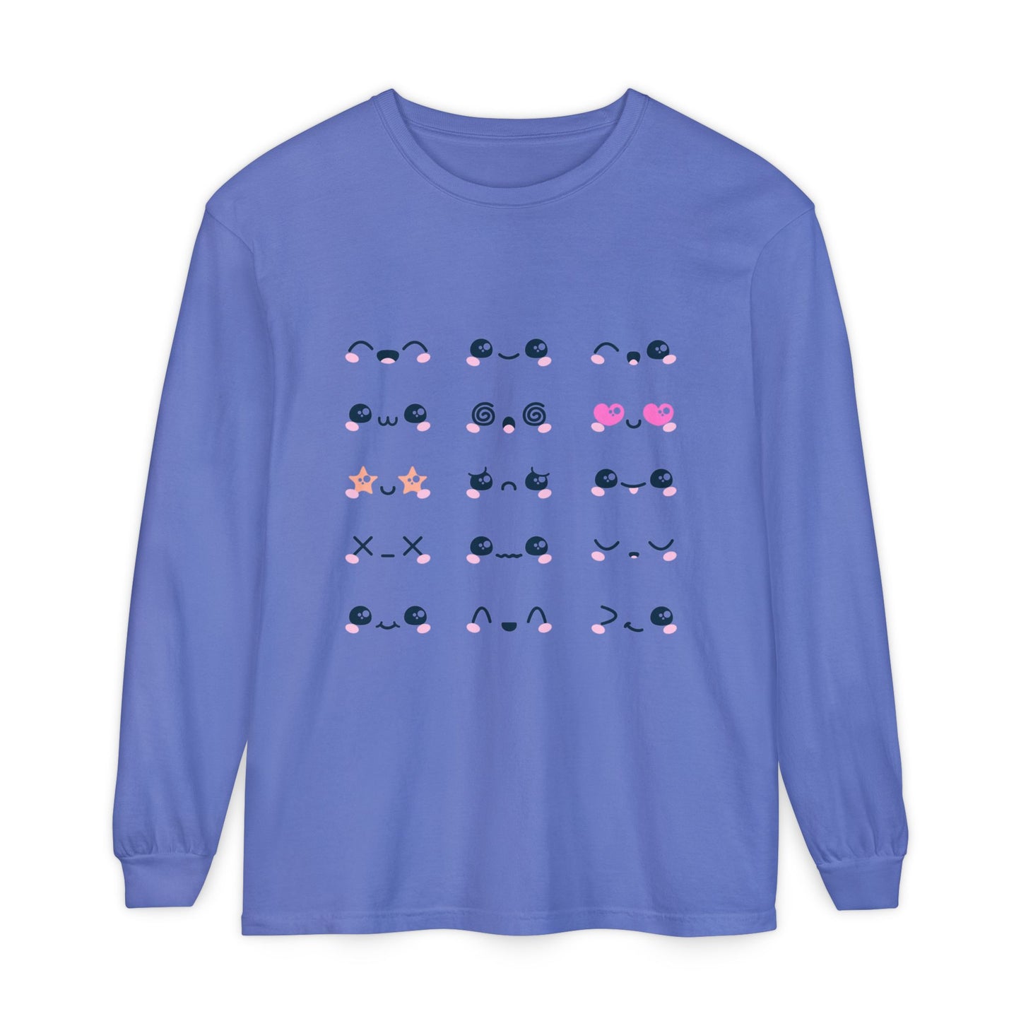 Cute Emojis Long Sleeve T-Shirt, Casual Wear, Gift for Friends, Cute Long Sleeve, Everyday Style, Graphic Tee