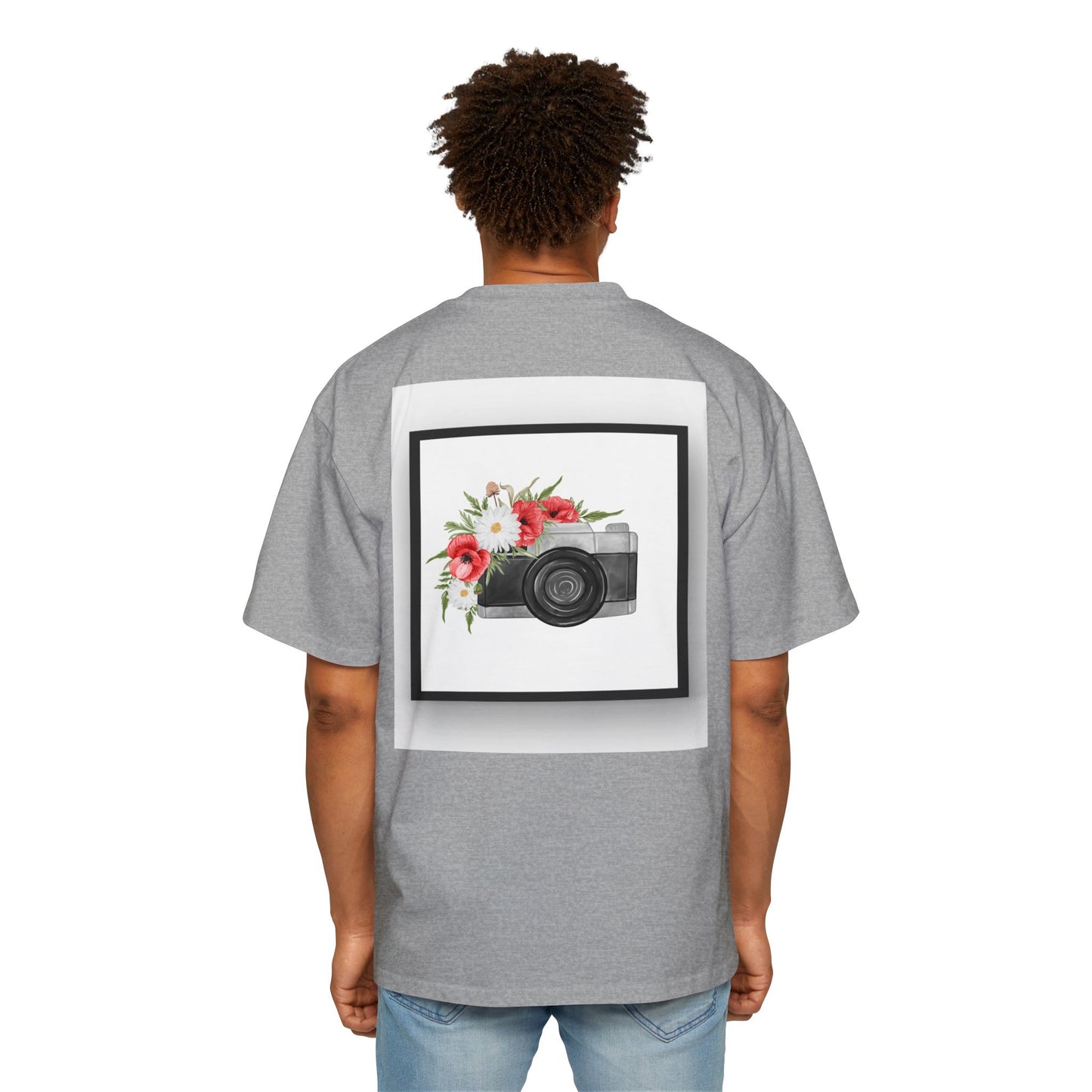 Floral Camera Oversized Tee, Photography Lover Shirt, Casual Graphic T-Shirt, Gift for Creatives, Trendy Streetwear