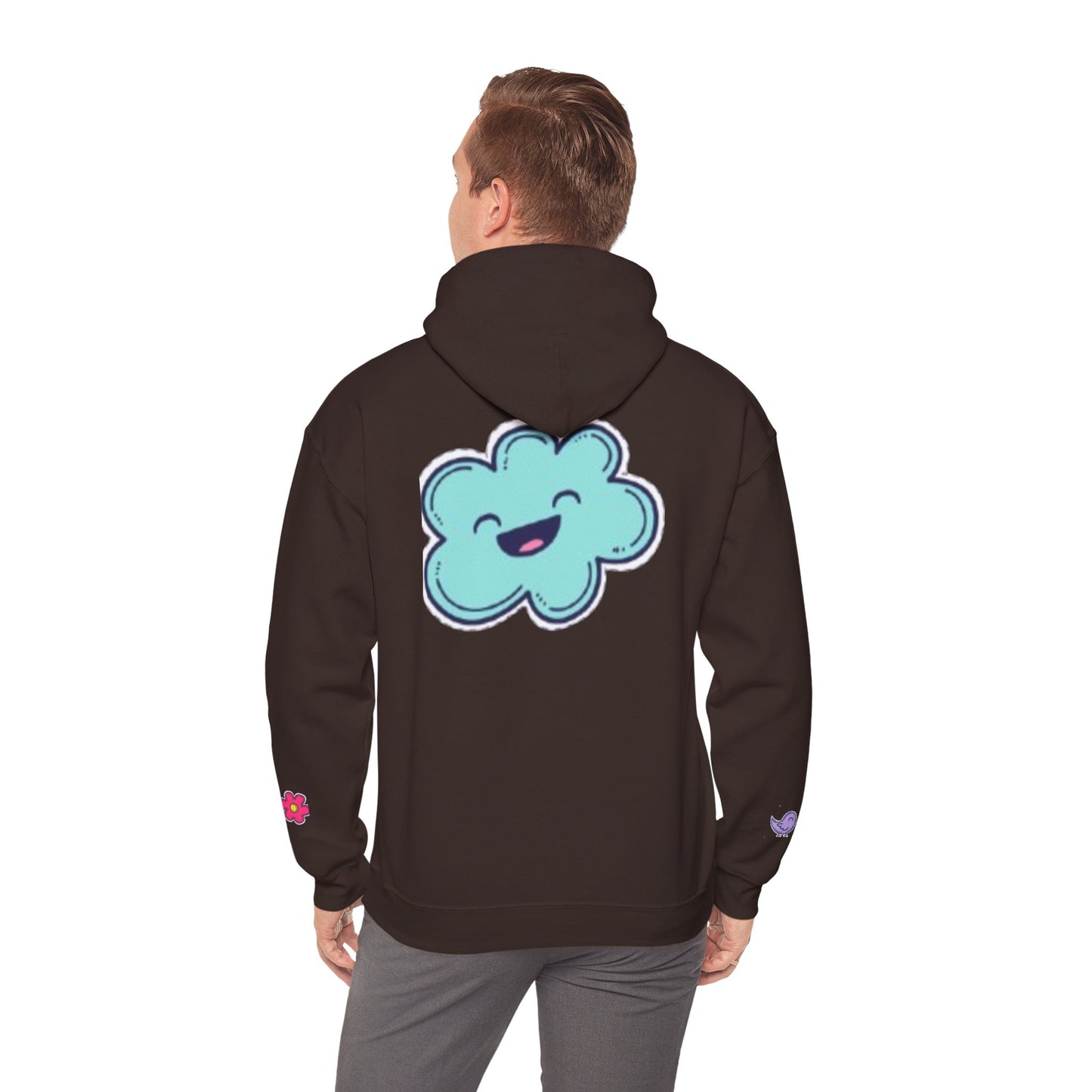 Cute Illustrated Hoodie with Flowers, Sweatshirt for Spring, Funny Cloud Design, Gift for Teens, Cozy Casual Wear