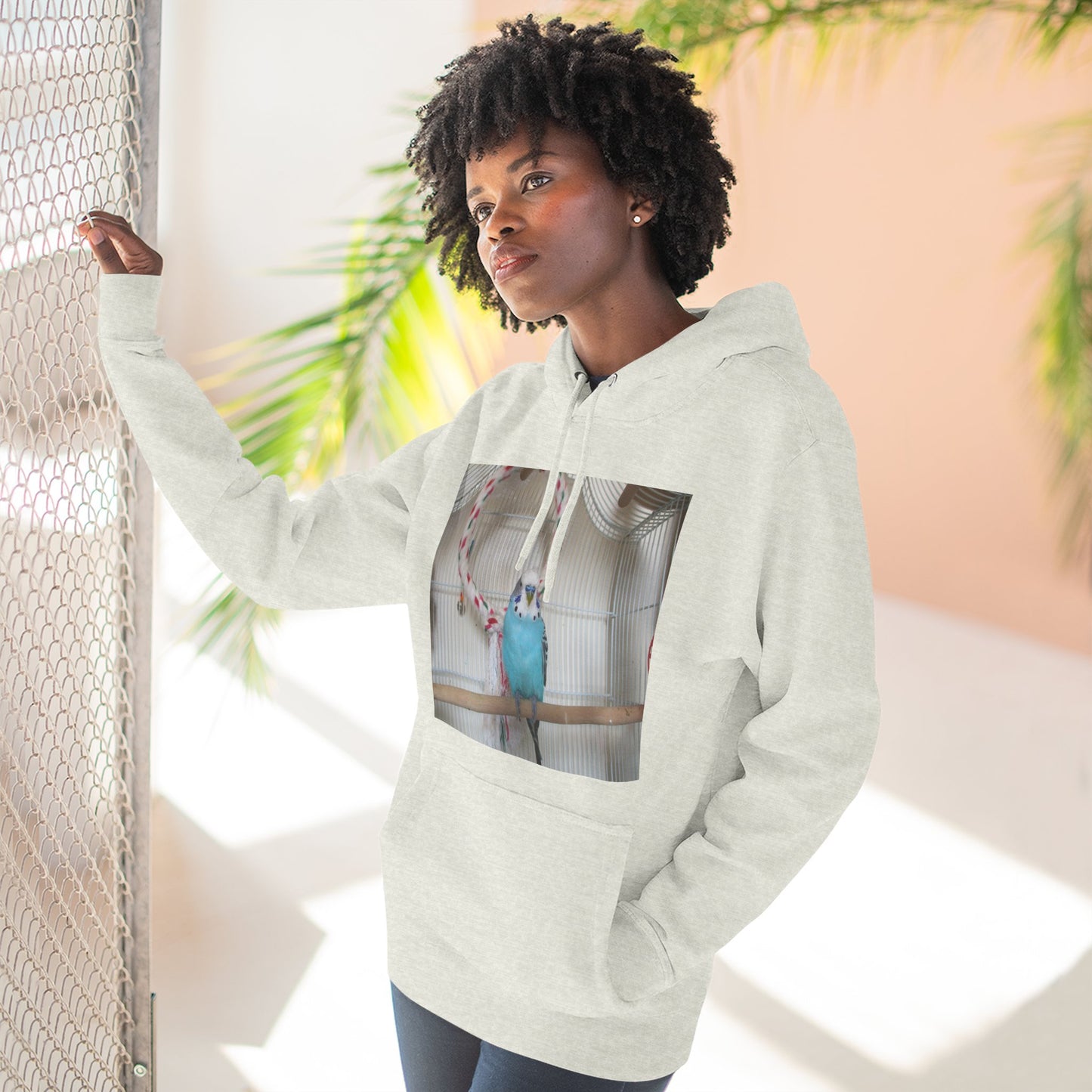 Bird Lover's Three-Panel Fleece Hoodie, Cozy Bird Sweatshirt, Pet Gift, Animal Lover Apparel, Cute Bird Design, Warm Winter Wear