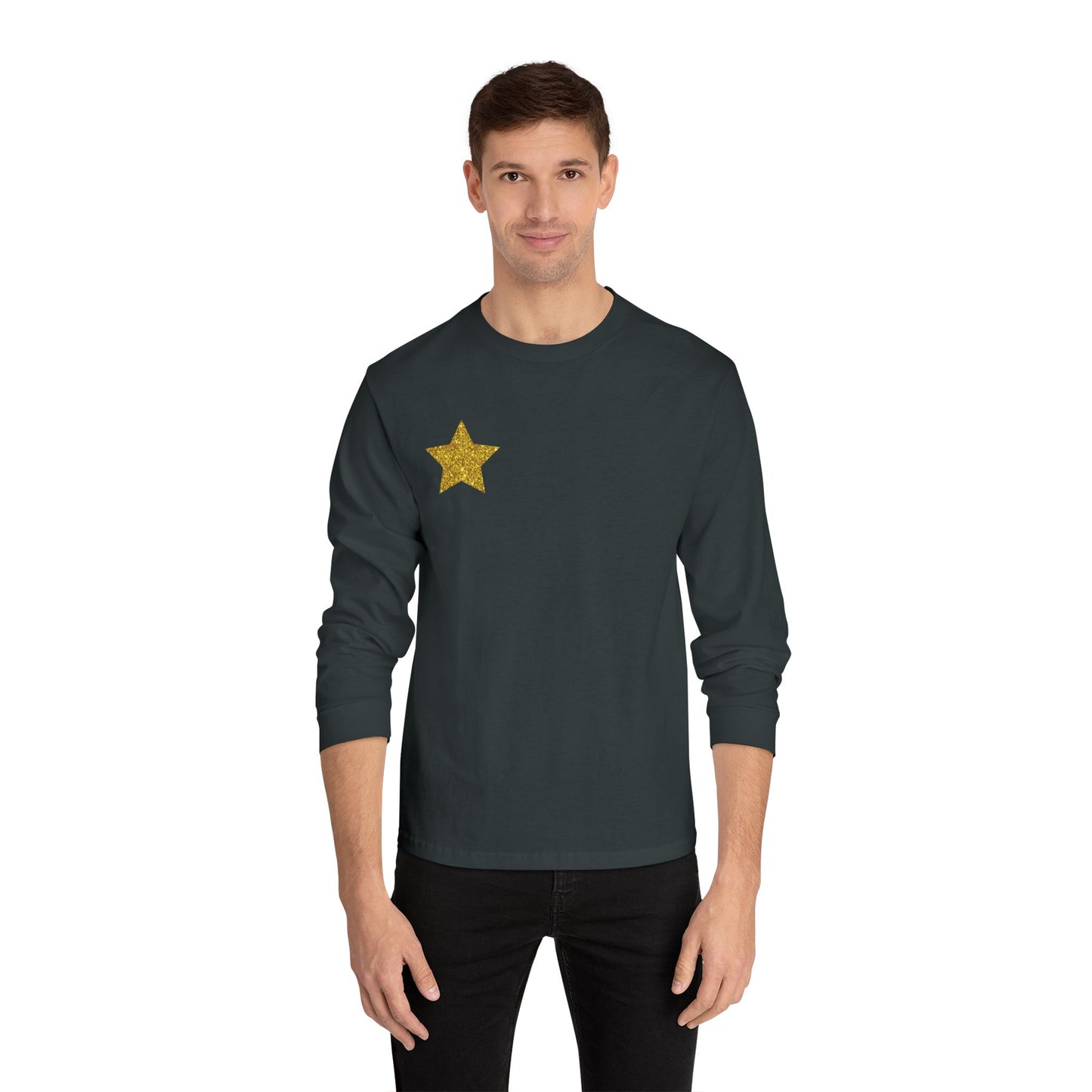 Golden Star Long Sleeve T-Shirt, Casual Shirt, Gift for Her, Holiday Apparel, Everyday Wear, Comfortable Style