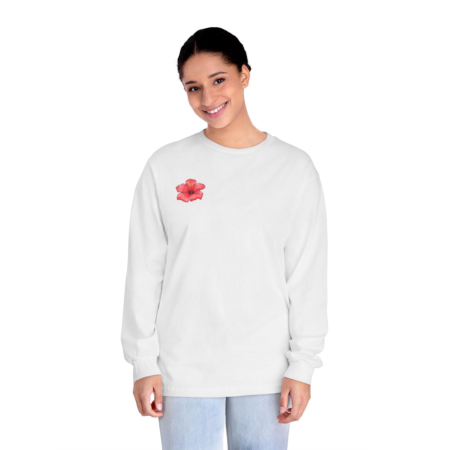 Hibiscus Floral Long Sleeve T-Shirt, Tee, Casual Wear, Beach Vacation, Gift for Her, Spring Fashion