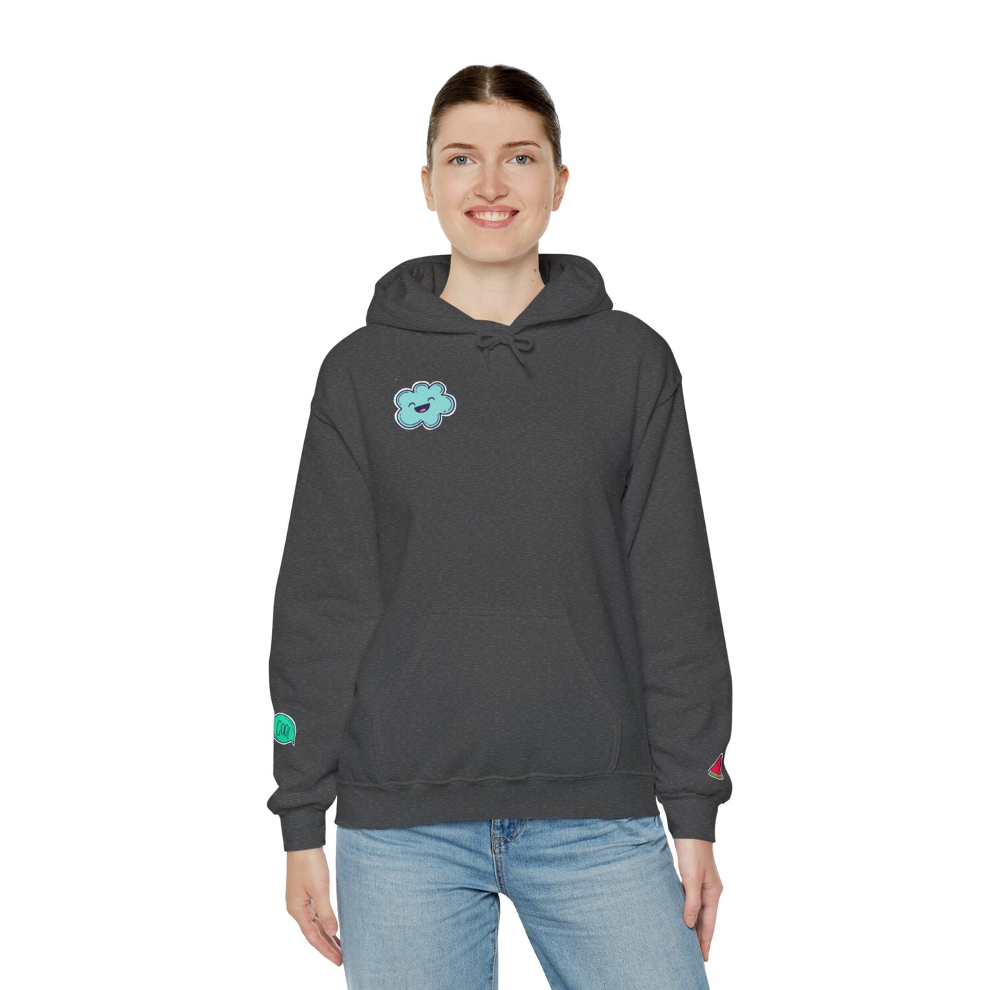 Cute Illustrated Hoodie with Flowers, Sweatshirt for Spring, Funny Cloud Design, Gift for Teens, Cozy Casual Wear
