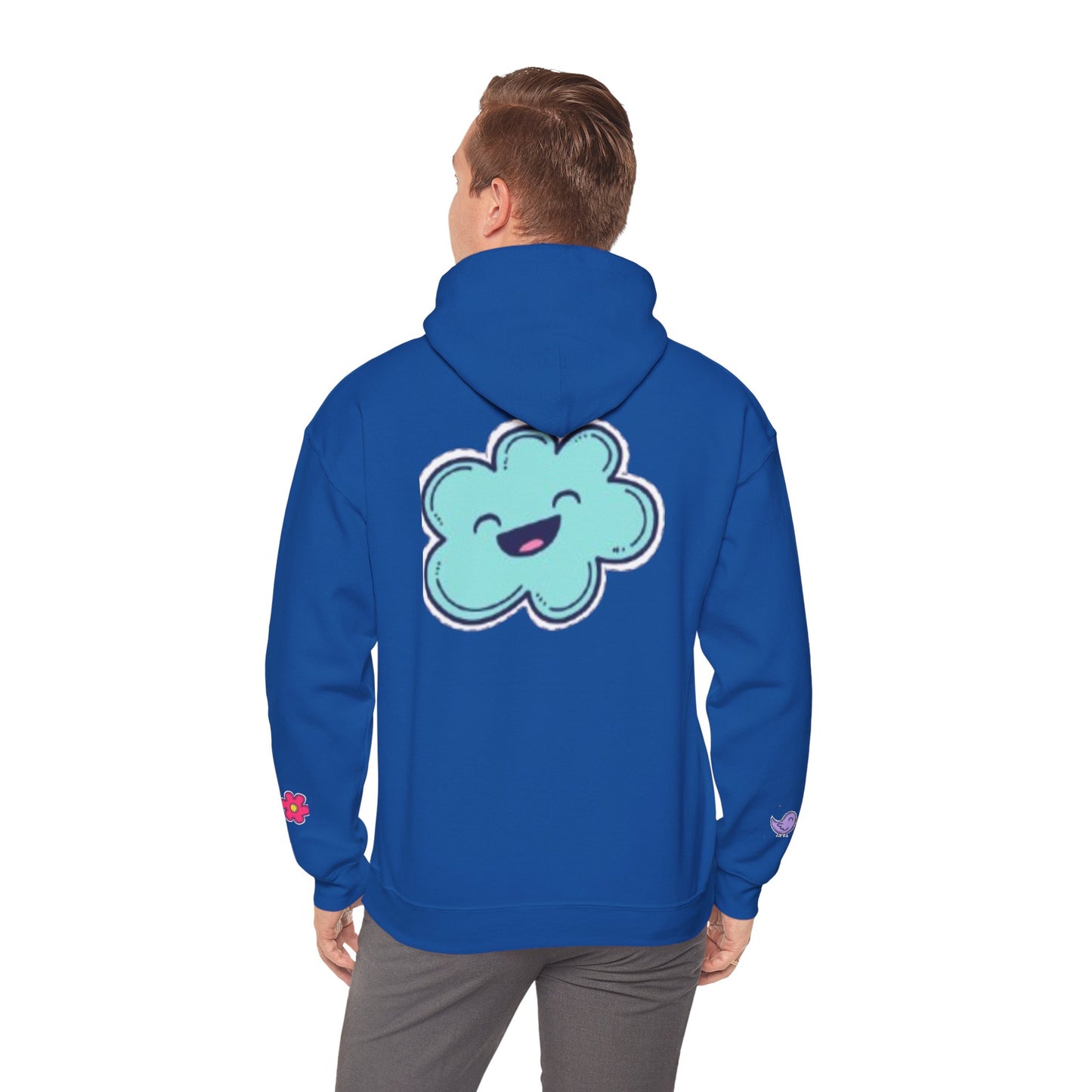 Cute Illustrated Hoodie with Flowers, Sweatshirt for Spring, Funny Cloud Design, Gift for Teens, Cozy Casual Wear