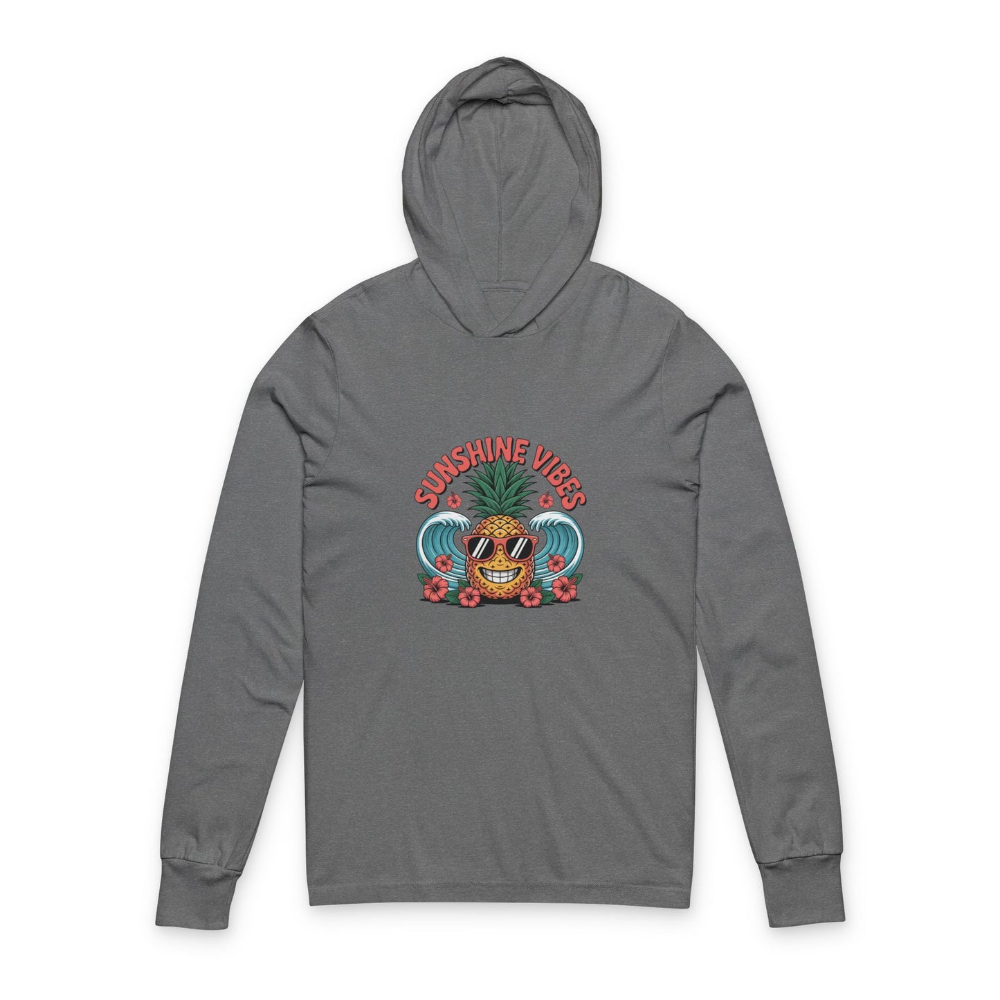 Sunny Vibes Hooded Long Sleeve Tee | Beachwear, Summer Apparel, Casual Getaway Top, Vacation Must-Have, Gift for Sunshine Lovers