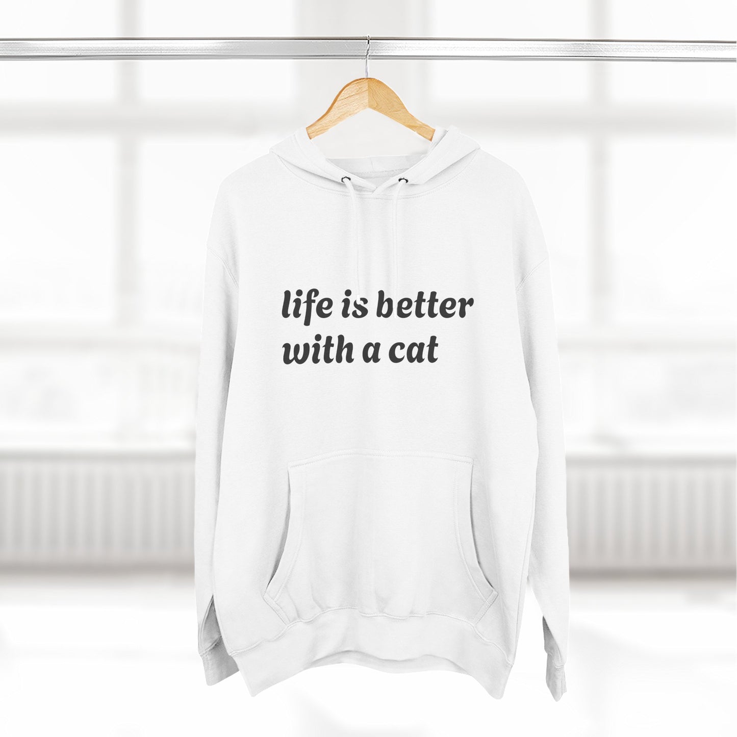 Cat Lover's Three-Panel Fleece Hoodie - Cozy Cat Hoodie, Gift for Cat Lovers, Cute Pet Apparel, Cat Mom Sweatshirt, Birthday Gift