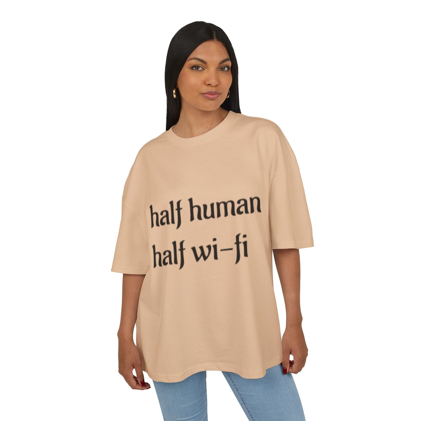 Half Human Half Wi-Fi Tee | Cotton Box Shirt, Funny Graphic Tee, Gift for Tech Lovers, Quirky Casual Wear, Geeky Apparel