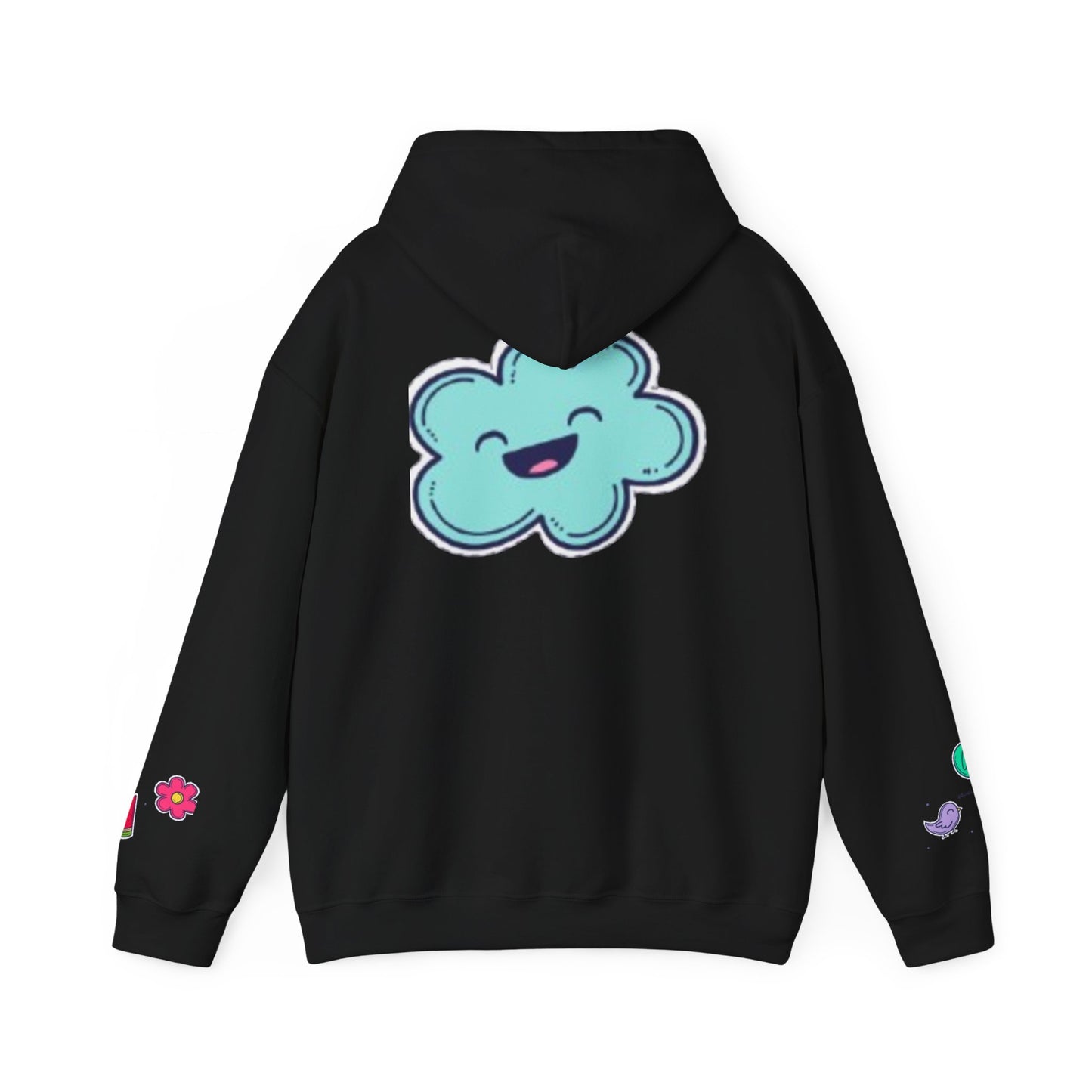 Cute Illustrated Hoodie with Flowers, Sweatshirt for Spring, Funny Cloud Design, Gift for Teens, Cozy Casual Wear