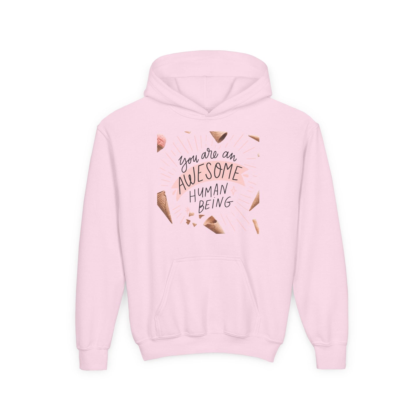 Youth Inspirational Hoodie - You Are An Awesome Human Being, Perfect Gift for Teens, Motivational Sweatshirt, Birthday Present