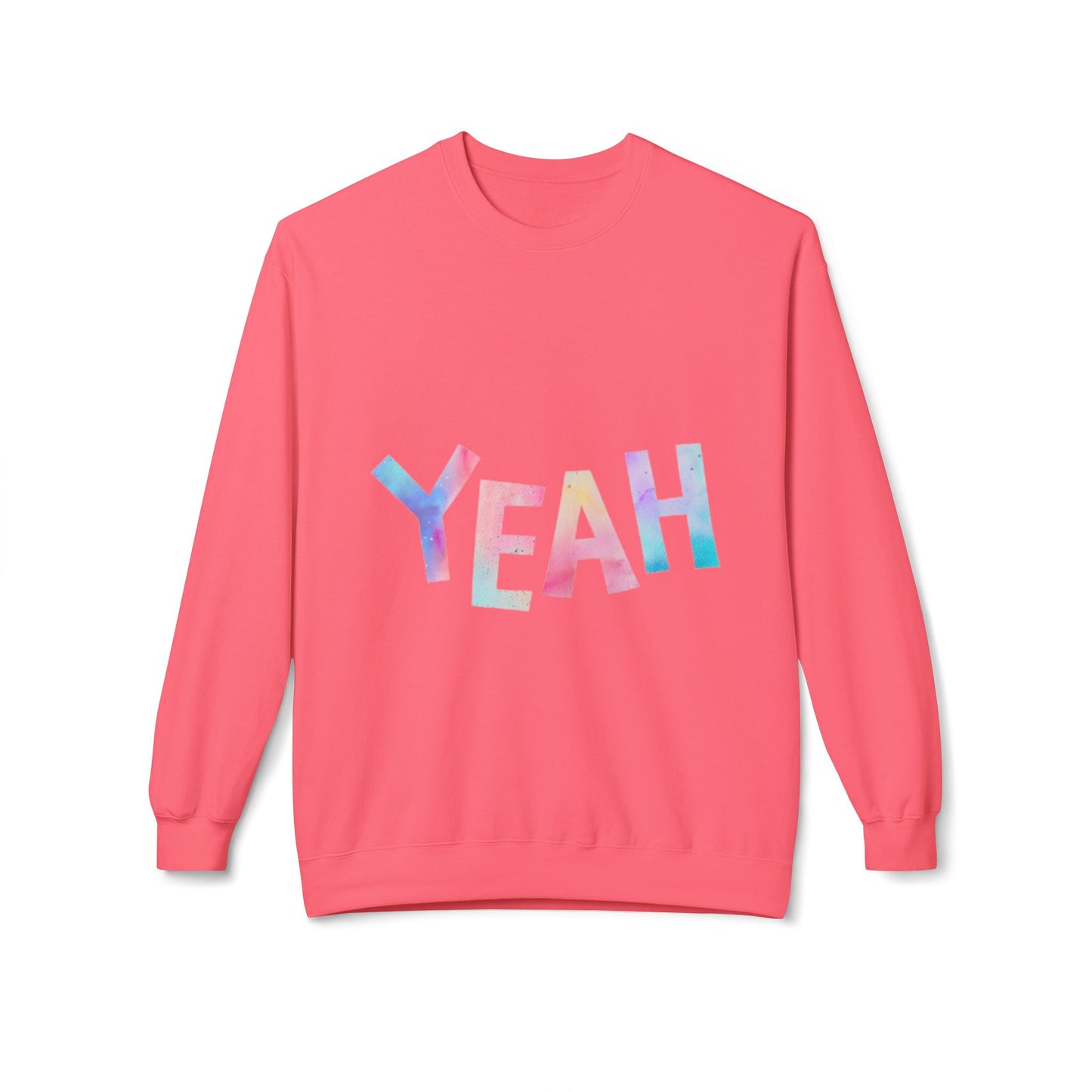 Colorful 'YEAH' Crewneck Sweatshirt, Sweatshirt, Inspirational Gift, Cozy Fleece, Casual Wear, Everyday Comfort