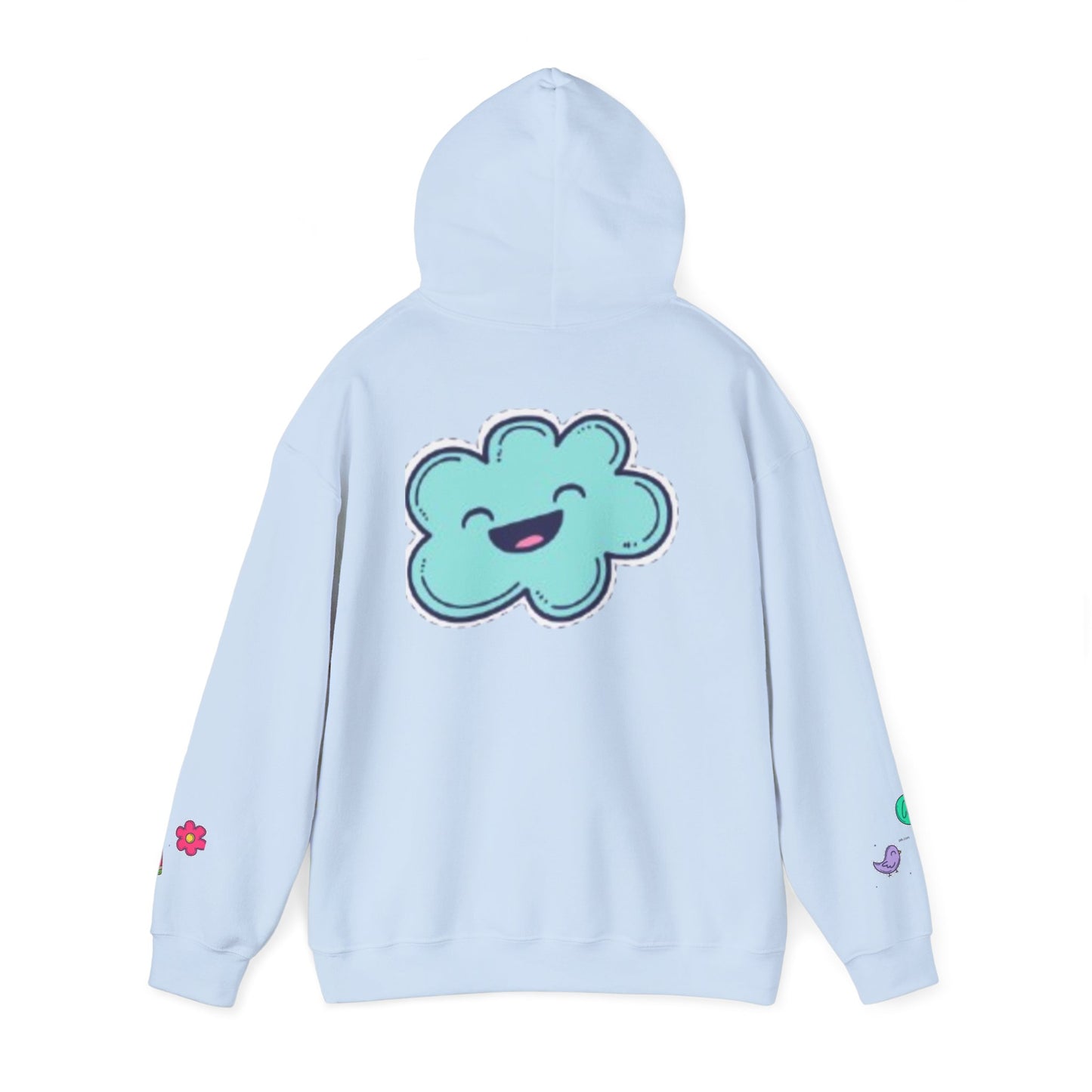 Cute Illustrated Hoodie with Flowers, Sweatshirt for Spring, Funny Cloud Design, Gift for Teens, Cozy Casual Wear
