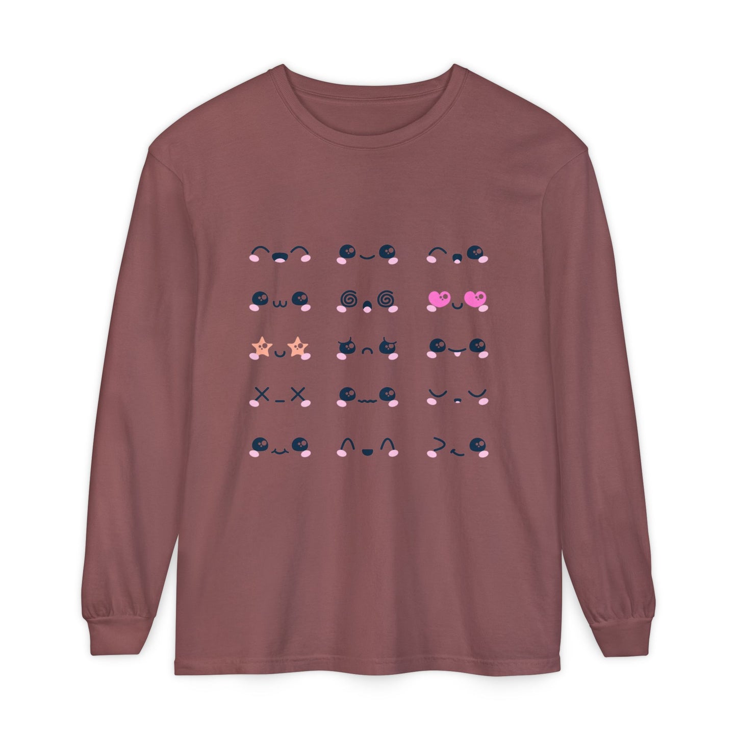 Cute Emojis Long Sleeve T-Shirt, Casual Wear, Gift for Friends, Cute Long Sleeve, Everyday Style, Graphic Tee