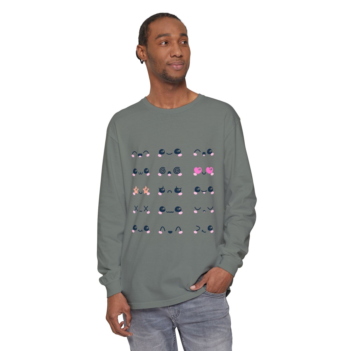 Cute Emojis Long Sleeve T-Shirt, Casual Wear, Gift for Friends, Cute Long Sleeve, Everyday Style, Graphic Tee