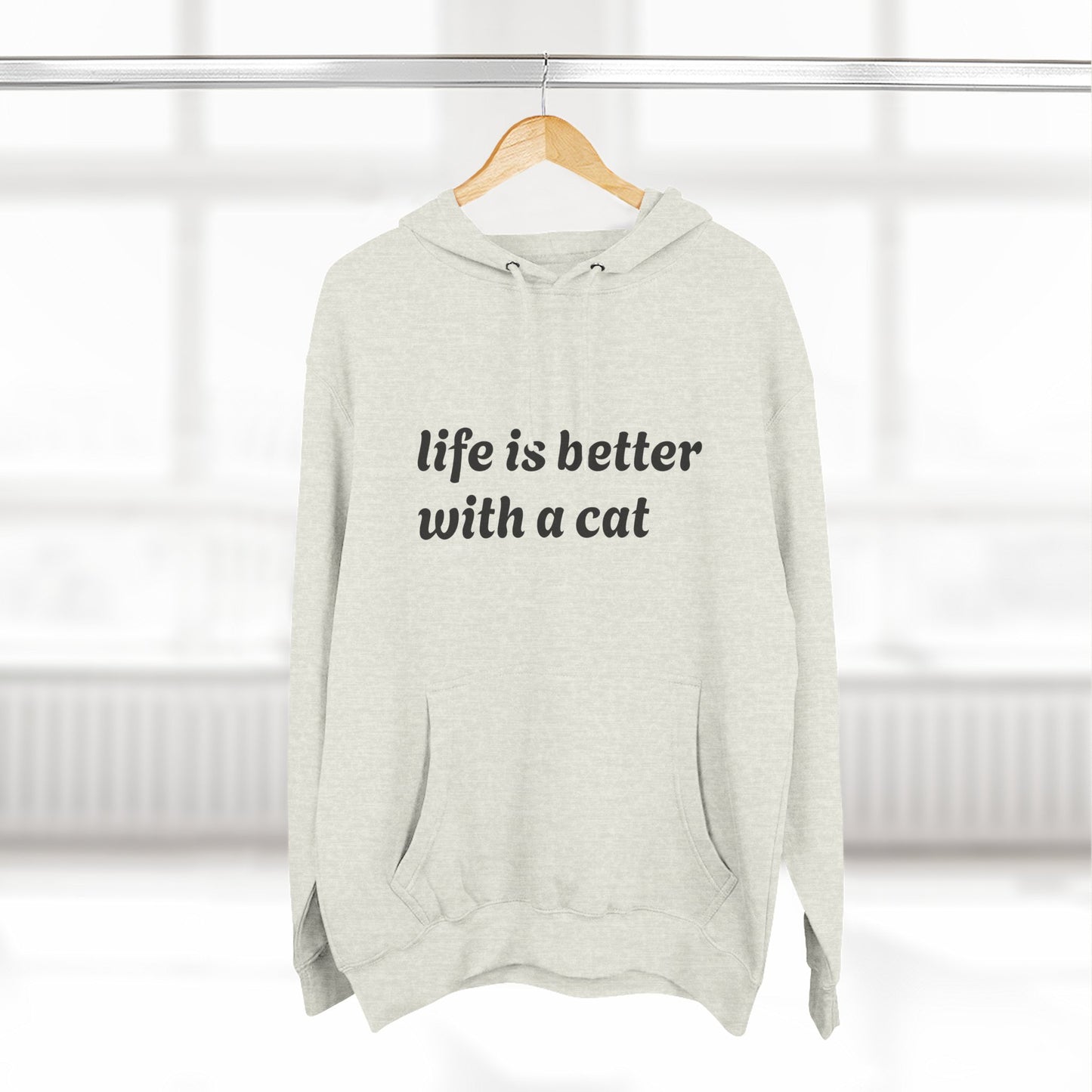 Cat Lover's Three-Panel Fleece Hoodie - Cozy Cat Hoodie, Gift for Cat Lovers, Cute Pet Apparel, Cat Mom Sweatshirt, Birthday Gift