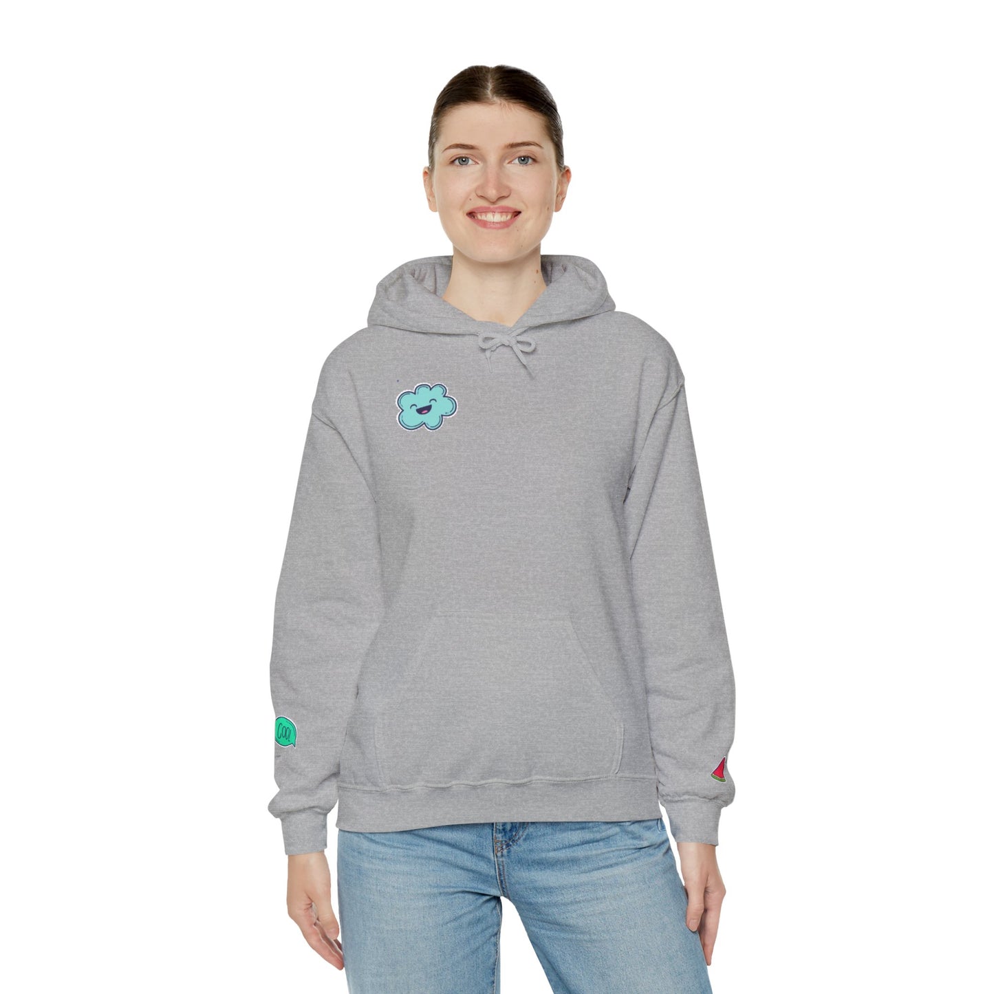 Cute Illustrated Hoodie with Flowers, Sweatshirt for Spring, Funny Cloud Design, Gift for Teens, Cozy Casual Wear