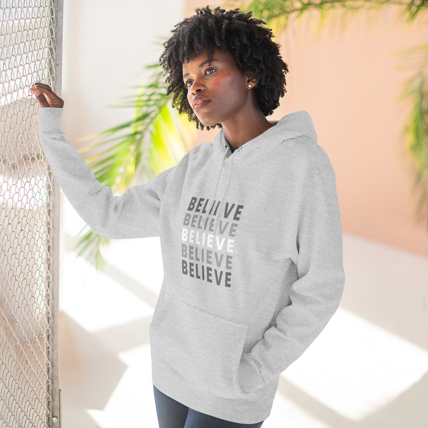 Inspiring Three-Panel Fleece Hoodie, Cozy Pullover, Motivational Gift, Everyday Wear, Layering Essential