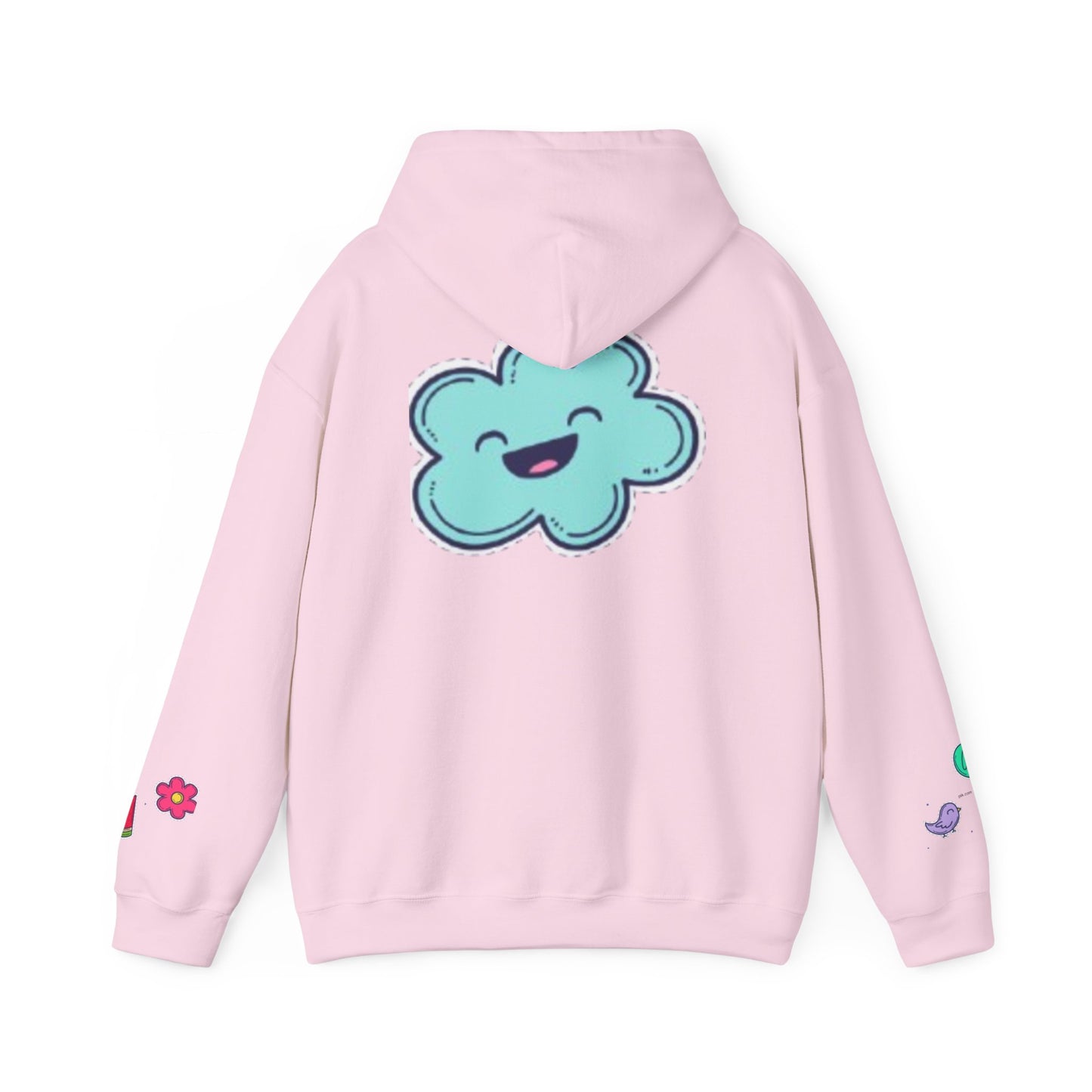 Cute Illustrated Hoodie with Flowers, Sweatshirt for Spring, Funny Cloud Design, Gift for Teens, Cozy Casual Wear