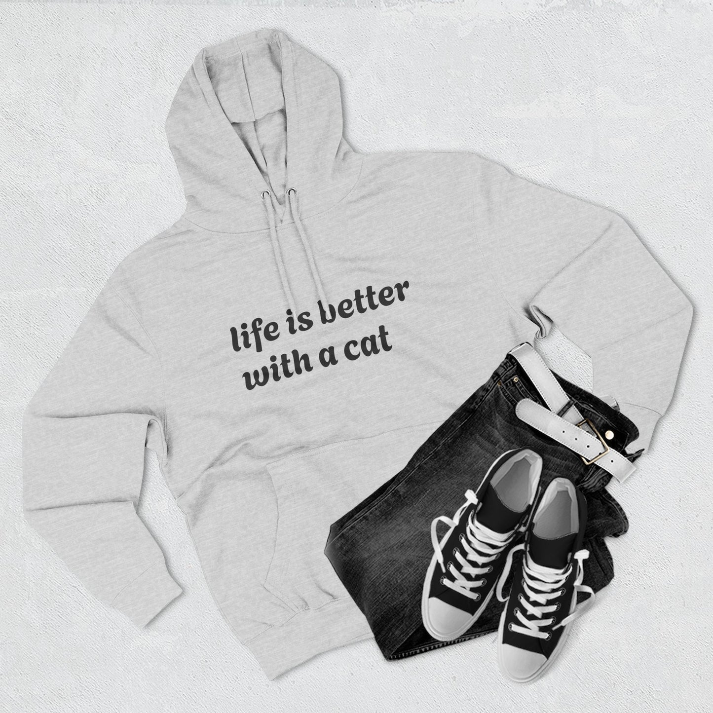 Cat Lover's Three-Panel Fleece Hoodie - Cozy Cat Hoodie, Gift for Cat Lovers, Cute Pet Apparel, Cat Mom Sweatshirt, Birthday Gift
