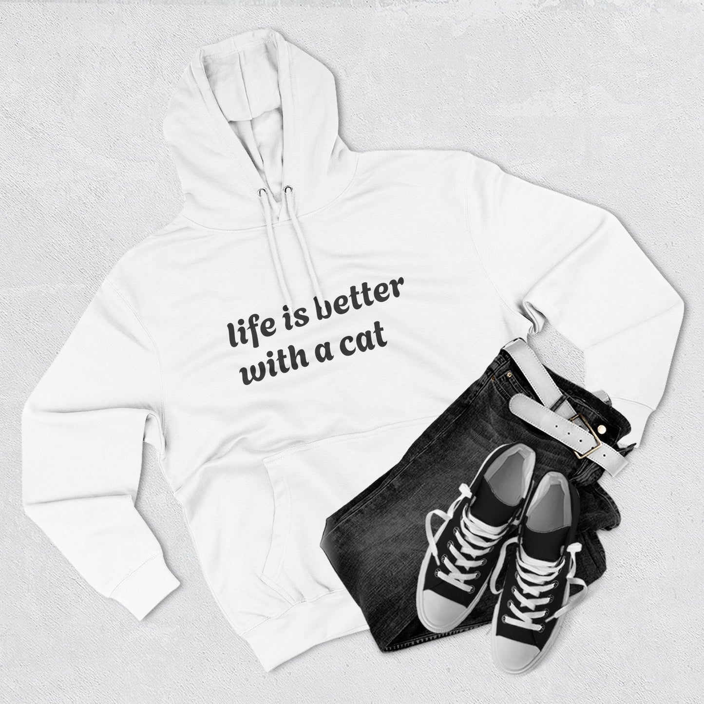 Cat Lover's Three-Panel Fleece Hoodie - Cozy Cat Hoodie, Gift for Cat Lovers, Cute Pet Apparel, Cat Mom Sweatshirt, Birthday Gift