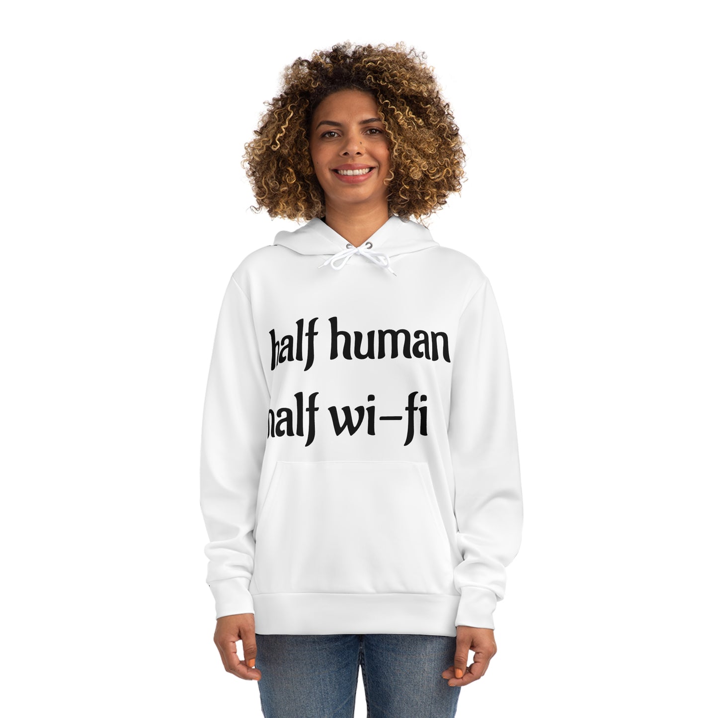 Half Human Half Wi-Fi Hoodie, Trendy Sweatshirt for Tech Lovers, Unique Gift for Geeks, Perfect for Everyday Wear, Internet Culture Apparel