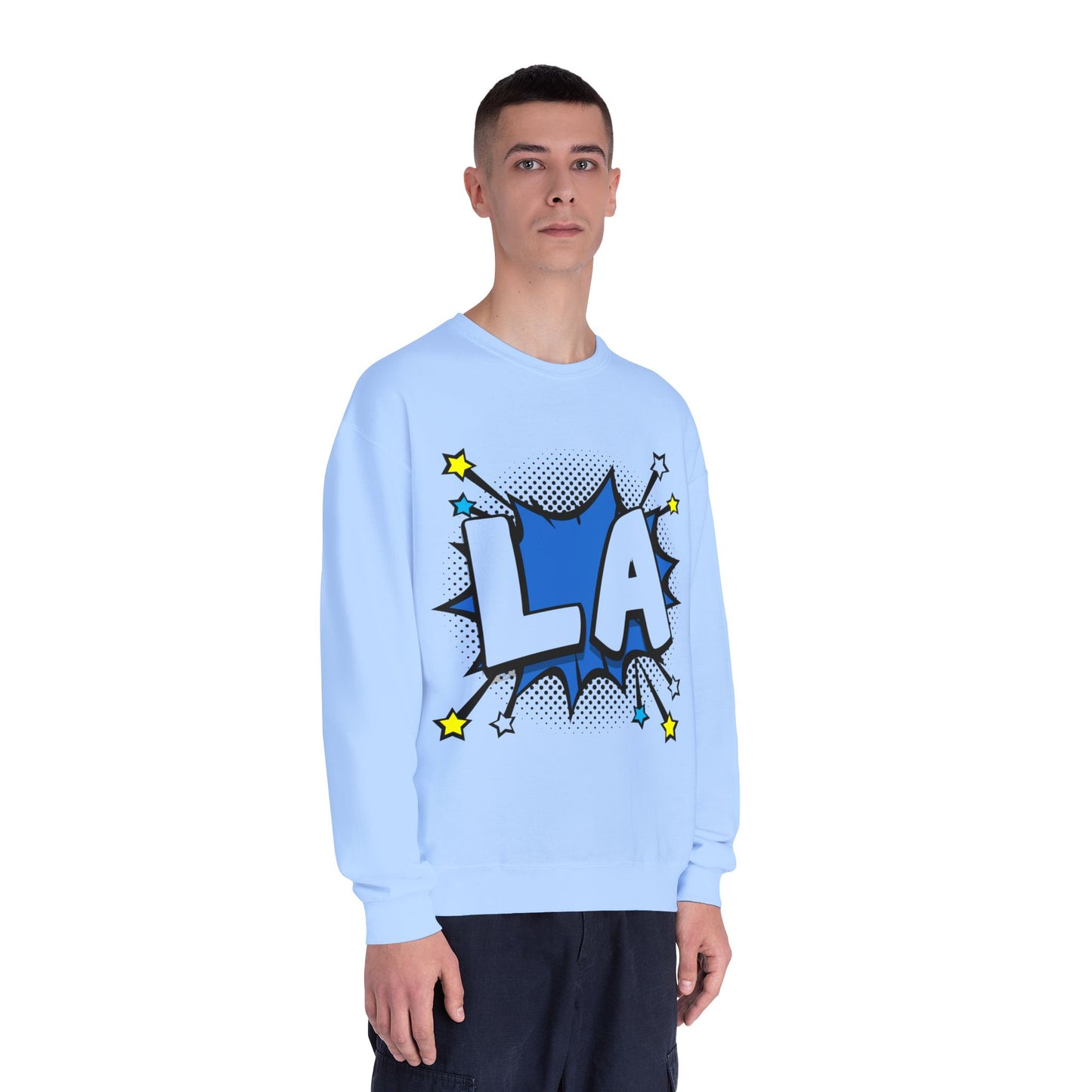 Cool LA Comic Style Crewneck Sweatshirt, Graphic Sweater, Gift for Him, Her, Casual Wear