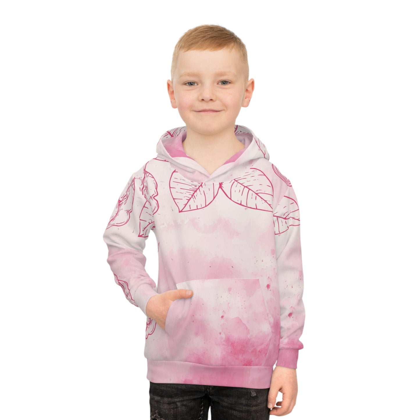 Pink Floral Children's Hoodie, Cute Kids Sweatshirt, Floral Print Pullover, Perfect Gift for Birthday or Spring, Cozy Kidswear