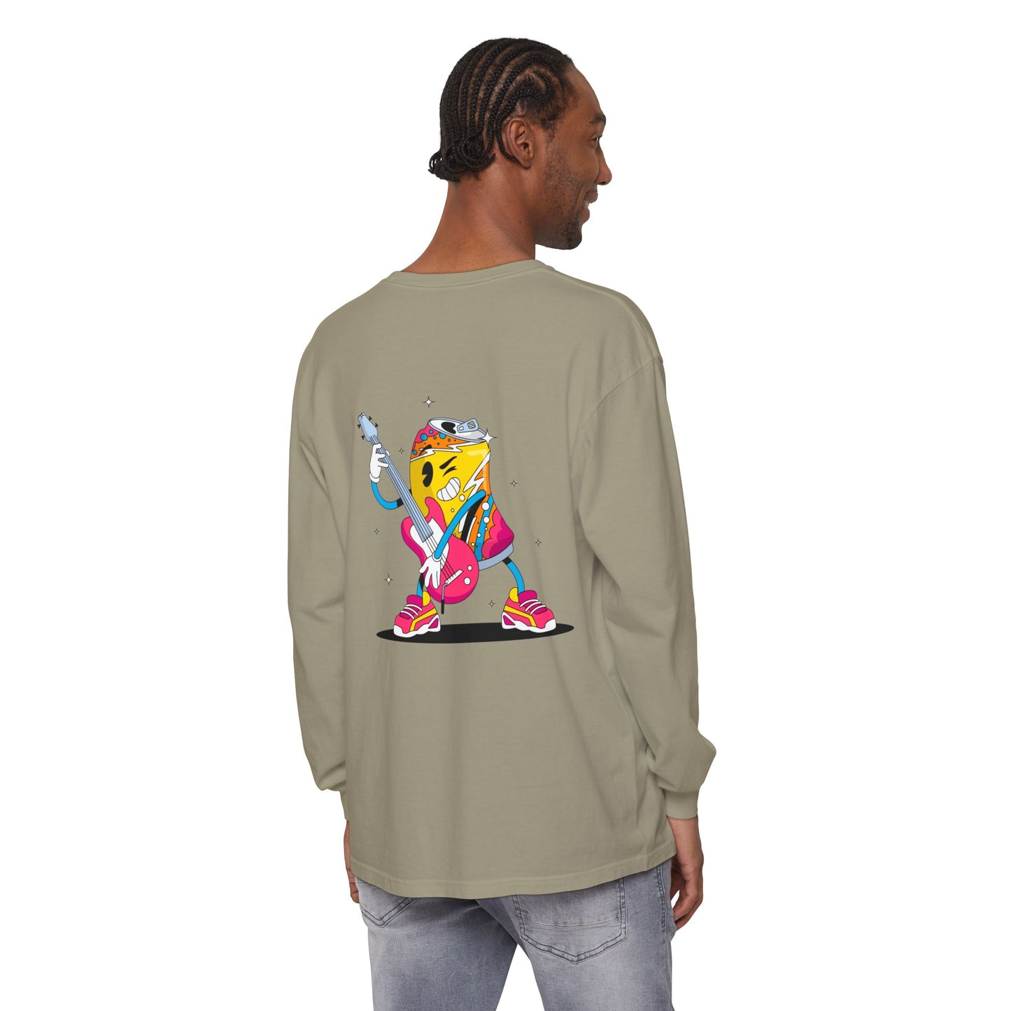 Rock Star Long Sleeve Tee, Garment-Dyed Shirt for Music Lovers, Streetwear, Concert Casual, Unique Gift Idea