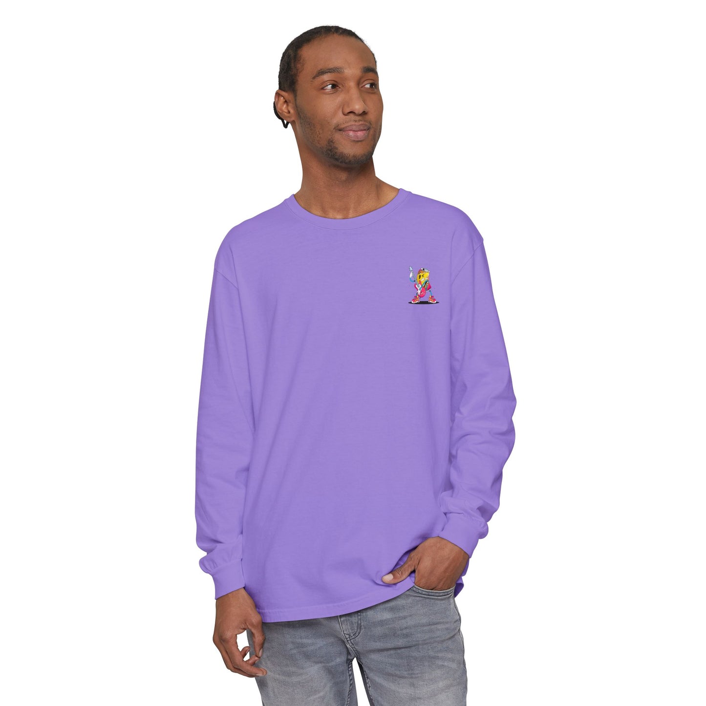 Rock Star Long Sleeve Tee, Garment-Dyed Shirt for Music Lovers, Streetwear, Concert Casual, Unique Gift Idea
