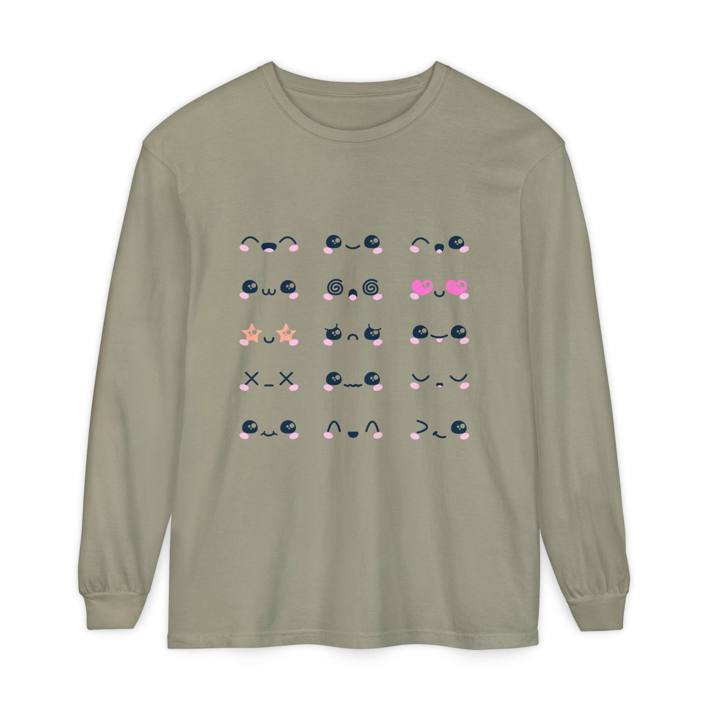 Cute Emojis Long Sleeve T-Shirt, Casual Wear, Gift for Friends, Cute Long Sleeve, Everyday Style, Graphic Tee