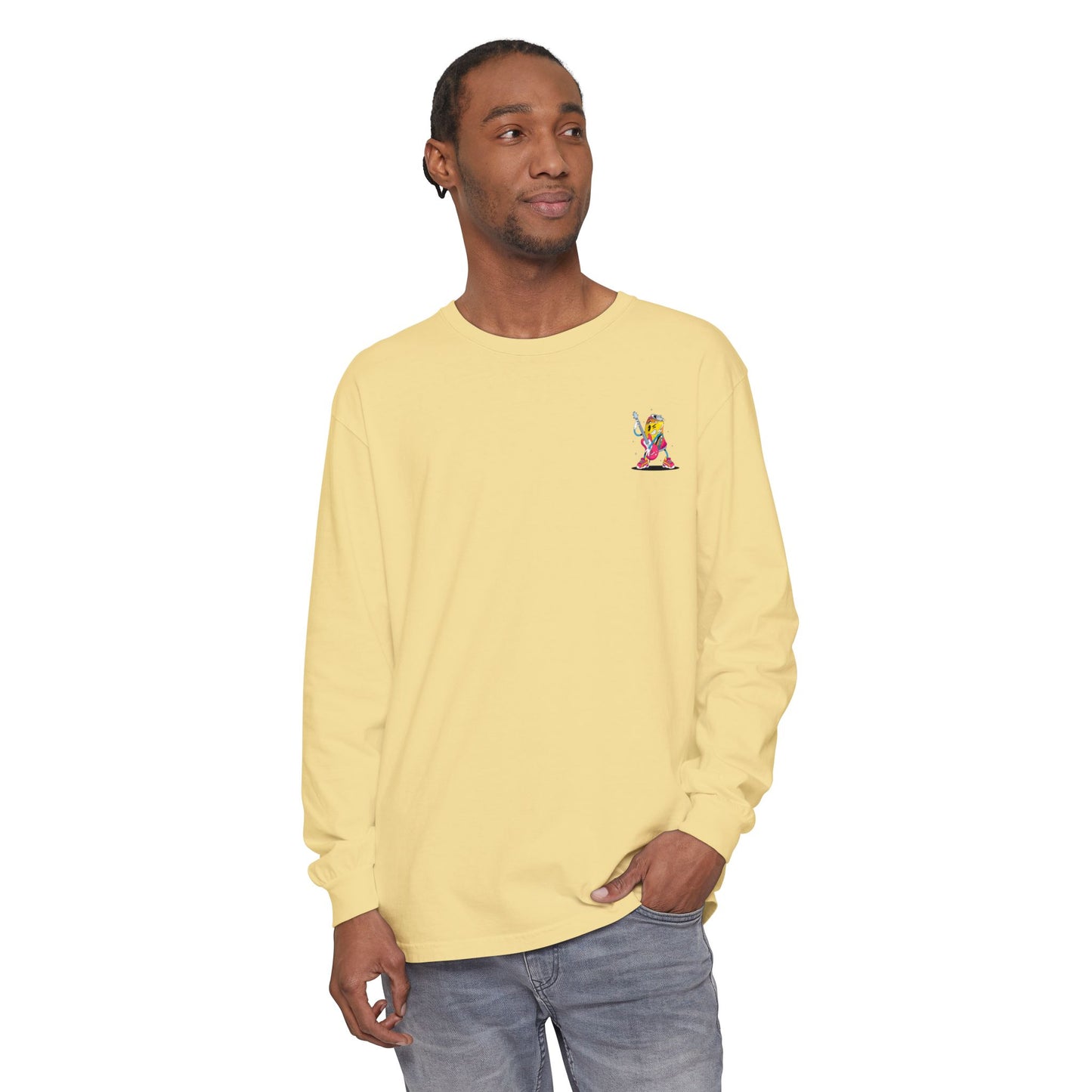 Rock Star Long Sleeve Tee, Garment-Dyed Shirt for Music Lovers, Streetwear, Concert Casual, Unique Gift Idea