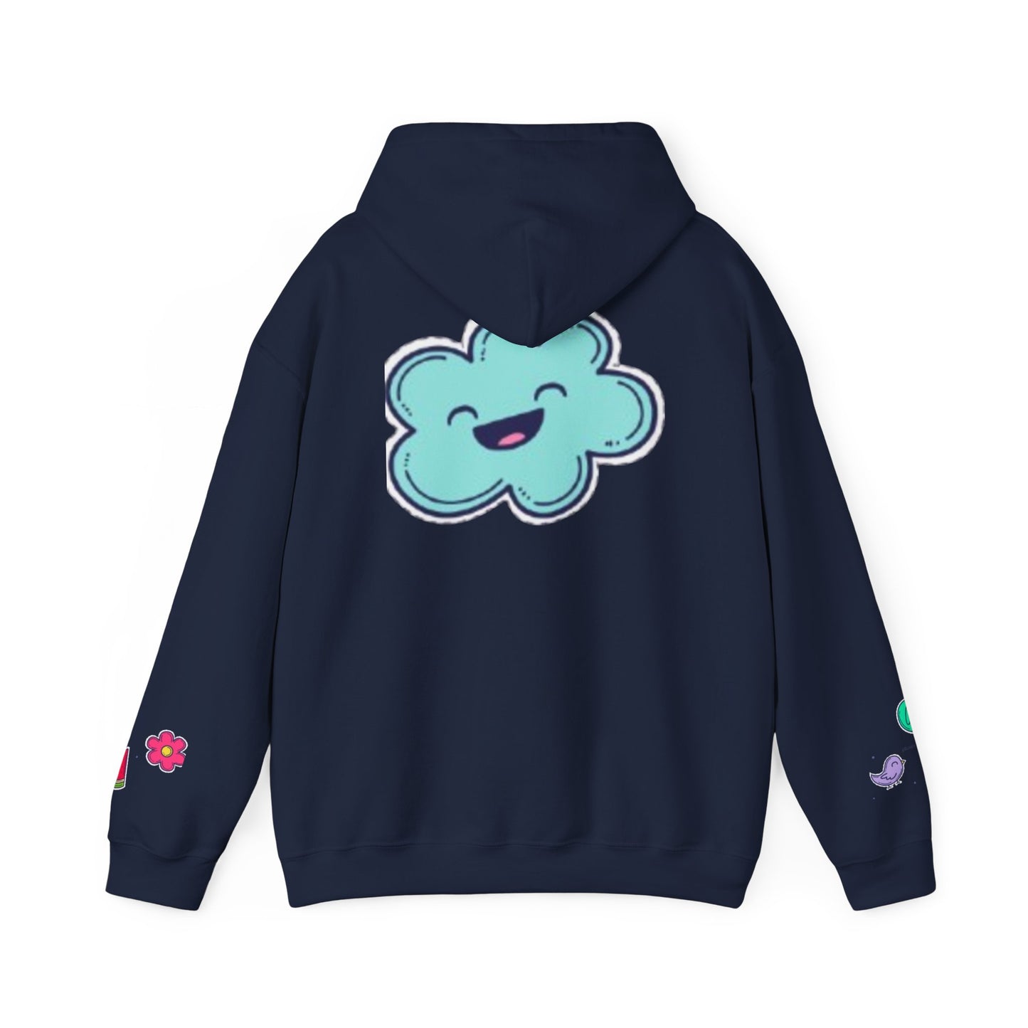 Cute Illustrated Hoodie with Flowers, Sweatshirt for Spring, Funny Cloud Design, Gift for Teens, Cozy Casual Wear