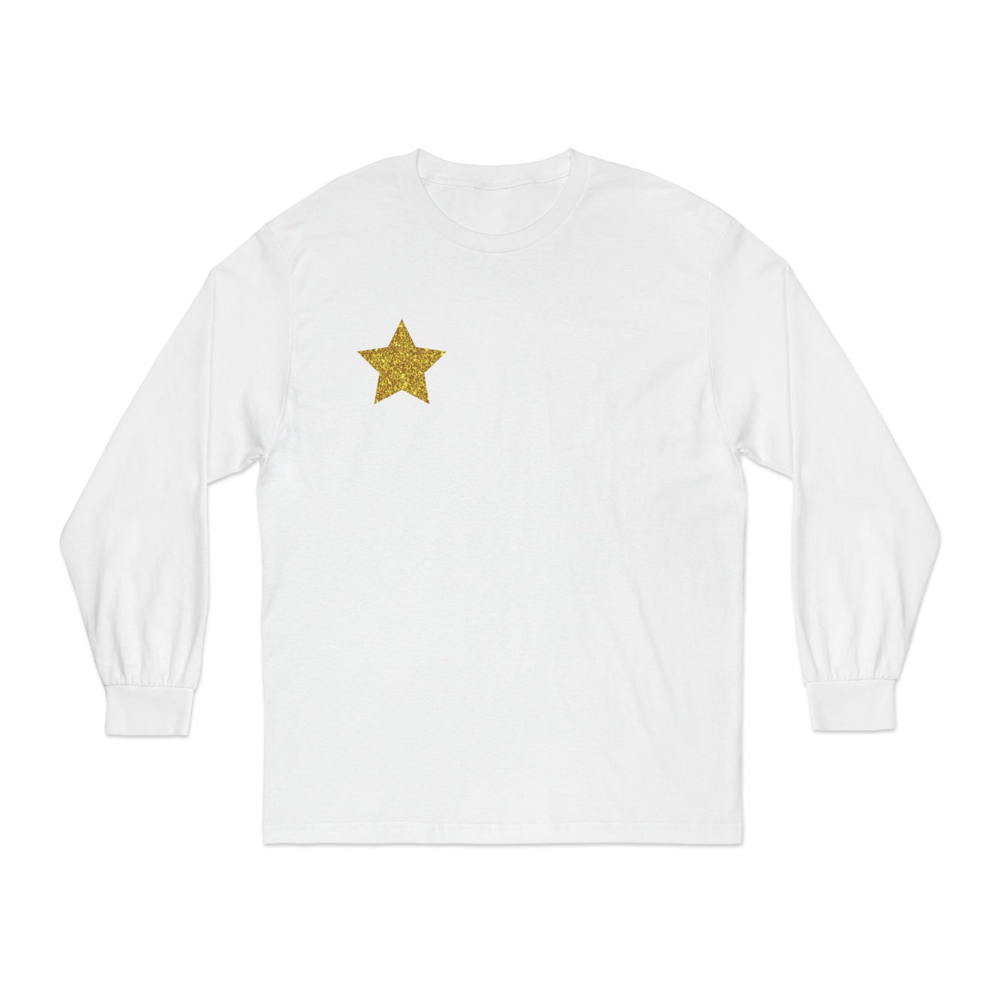 Golden Star Long Sleeve T-Shirt, Casual Shirt, Gift for Her, Holiday Apparel, Everyday Wear, Comfortable Style