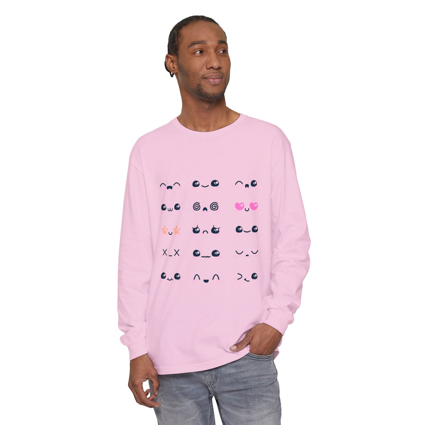 Cute Emojis Long Sleeve T-Shirt, Casual Wear, Gift for Friends, Cute Long Sleeve, Everyday Style, Graphic Tee