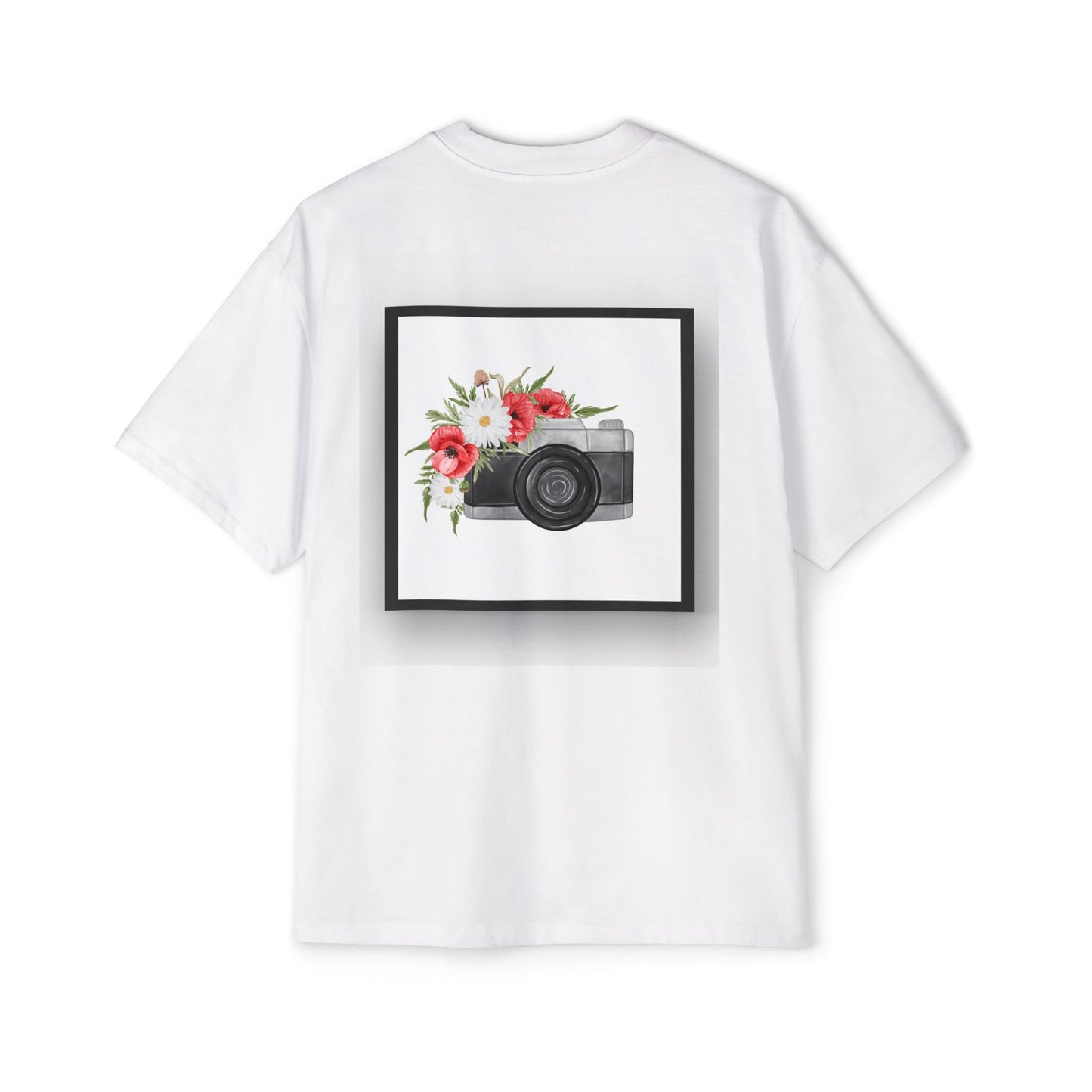 Floral Camera Oversized Tee, Photography Lover Shirt, Casual Graphic T-Shirt, Gift for Creatives, Trendy Streetwear