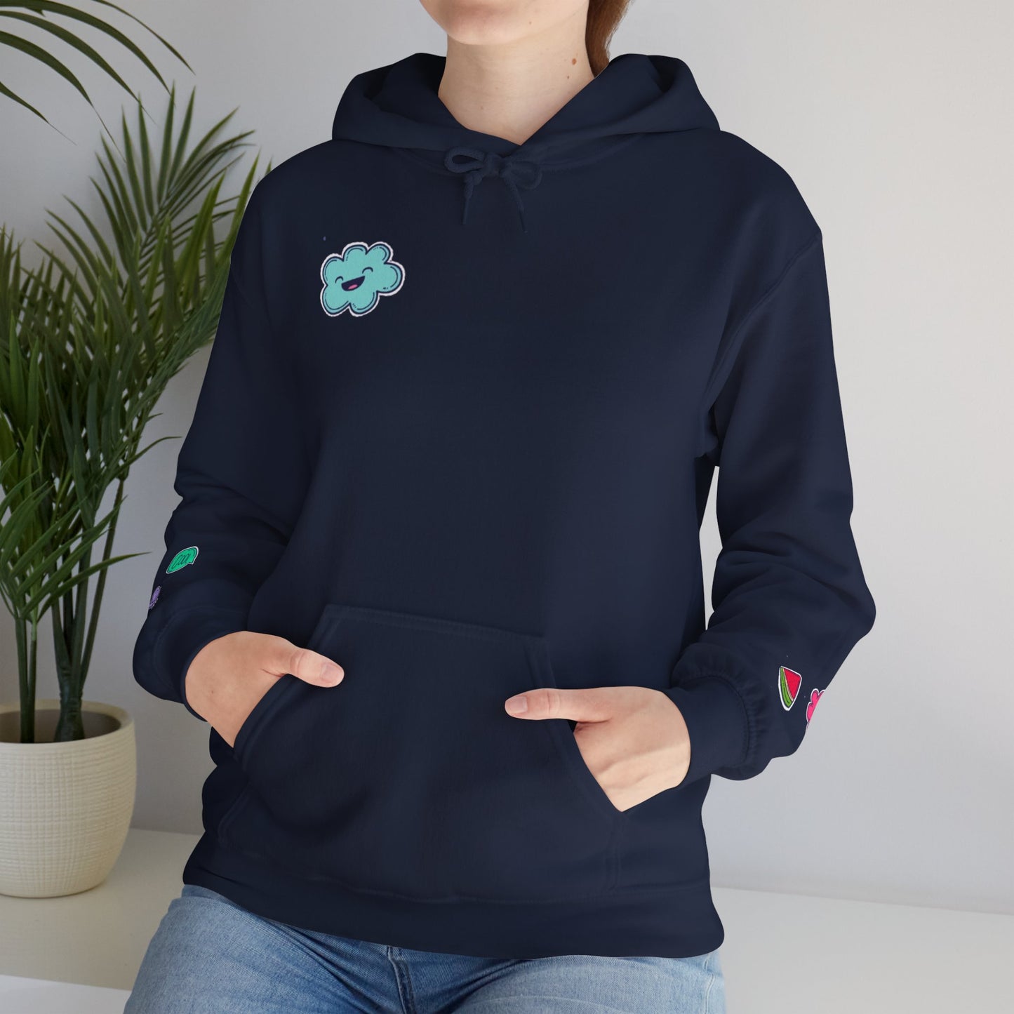 Cute Illustrated Hoodie with Flowers, Sweatshirt for Spring, Funny Cloud Design, Gift for Teens, Cozy Casual Wear