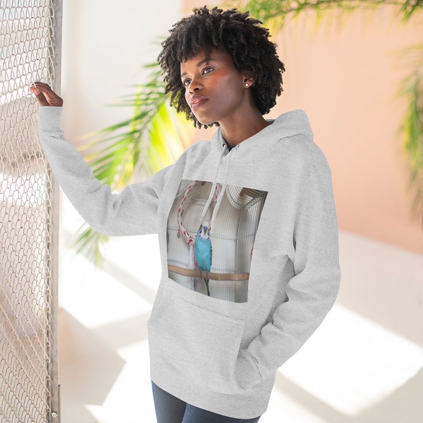 Bird Lover's Three-Panel Fleece Hoodie, Cozy Bird Sweatshirt, Pet Gift, Animal Lover Apparel, Cute Bird Design, Warm Winter Wear