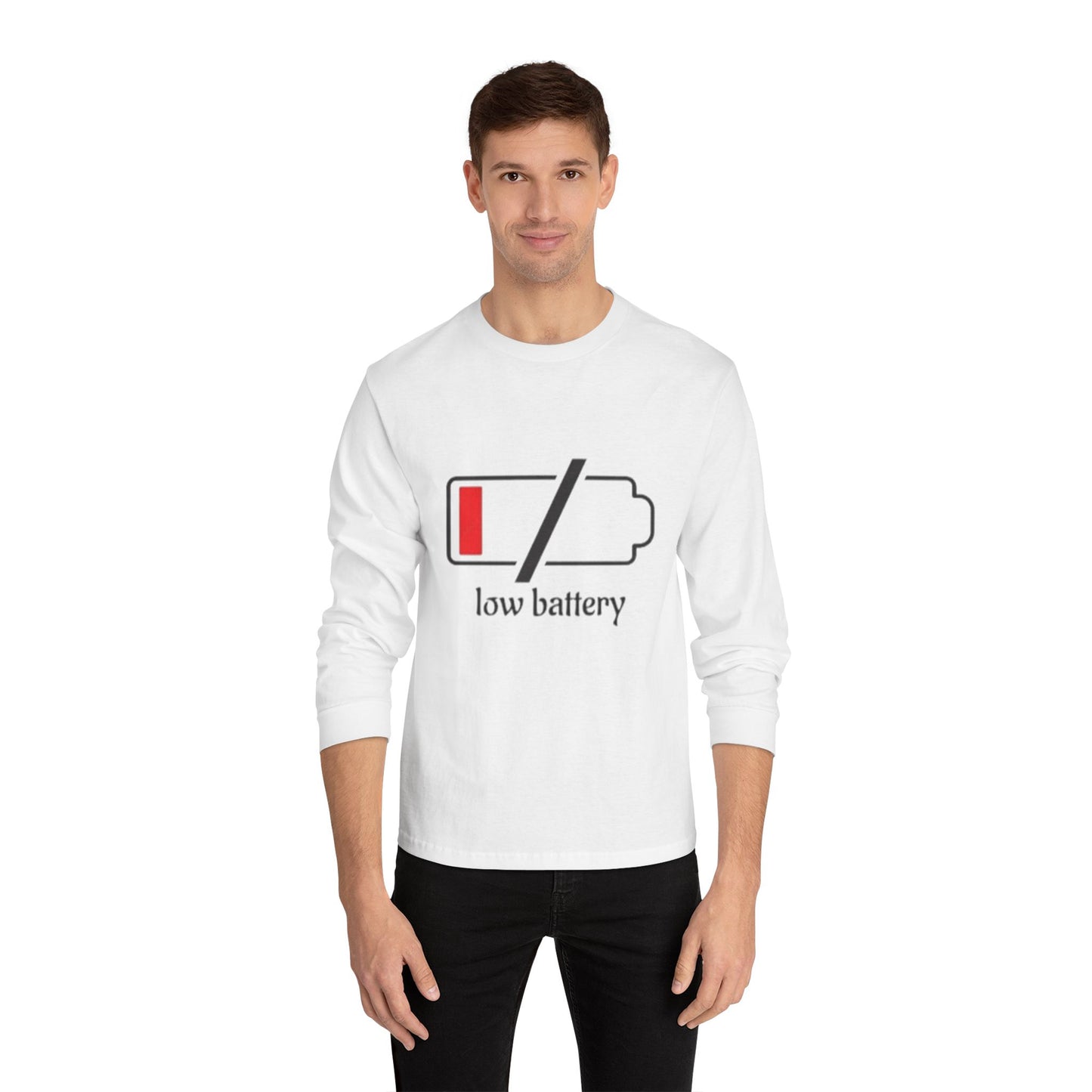 Low Battery Long Sleeve T-Shirt | Funny Tech Shirt | Perfect Gift for Gamers | Casual Wear | Comfortable Everyday Tee
